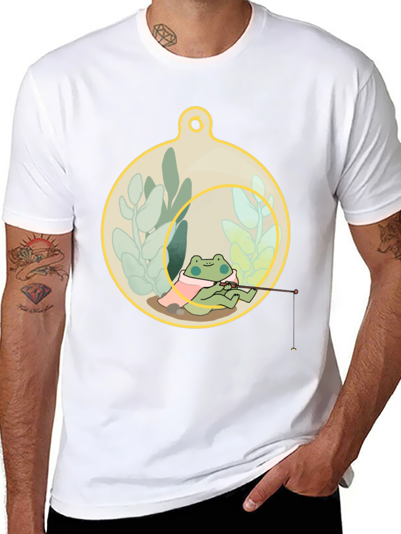 Black Frog Fishing in a Terrarium T-Shirt view 8