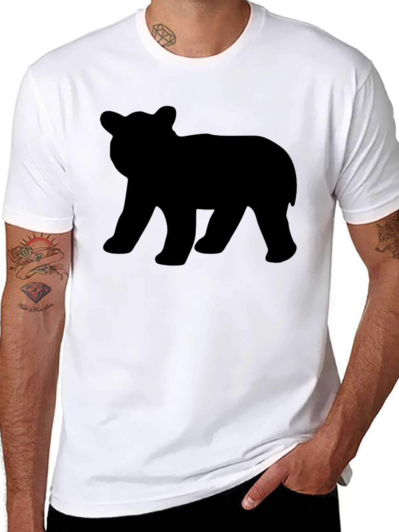 Black Bear Silhouette T-Shirt - Black Graphic Tee view 8