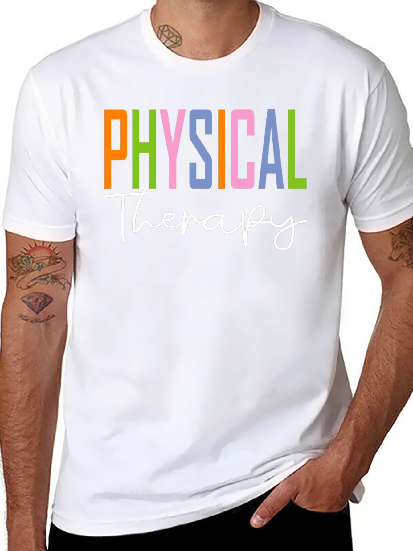 Black Physical Therapy T-Shirt Therapist Colorful Tee view 8