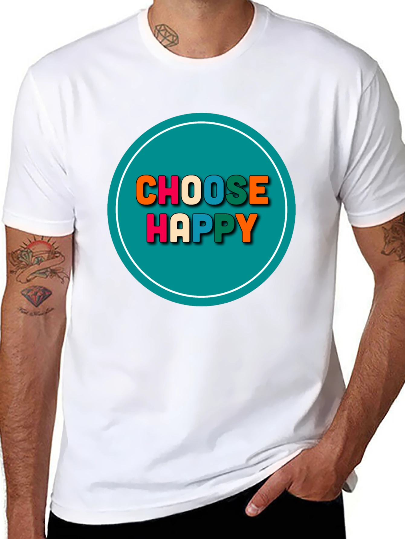 Black Choose Happy Graphic Tee - Positive Vibes T-Shirt view 8