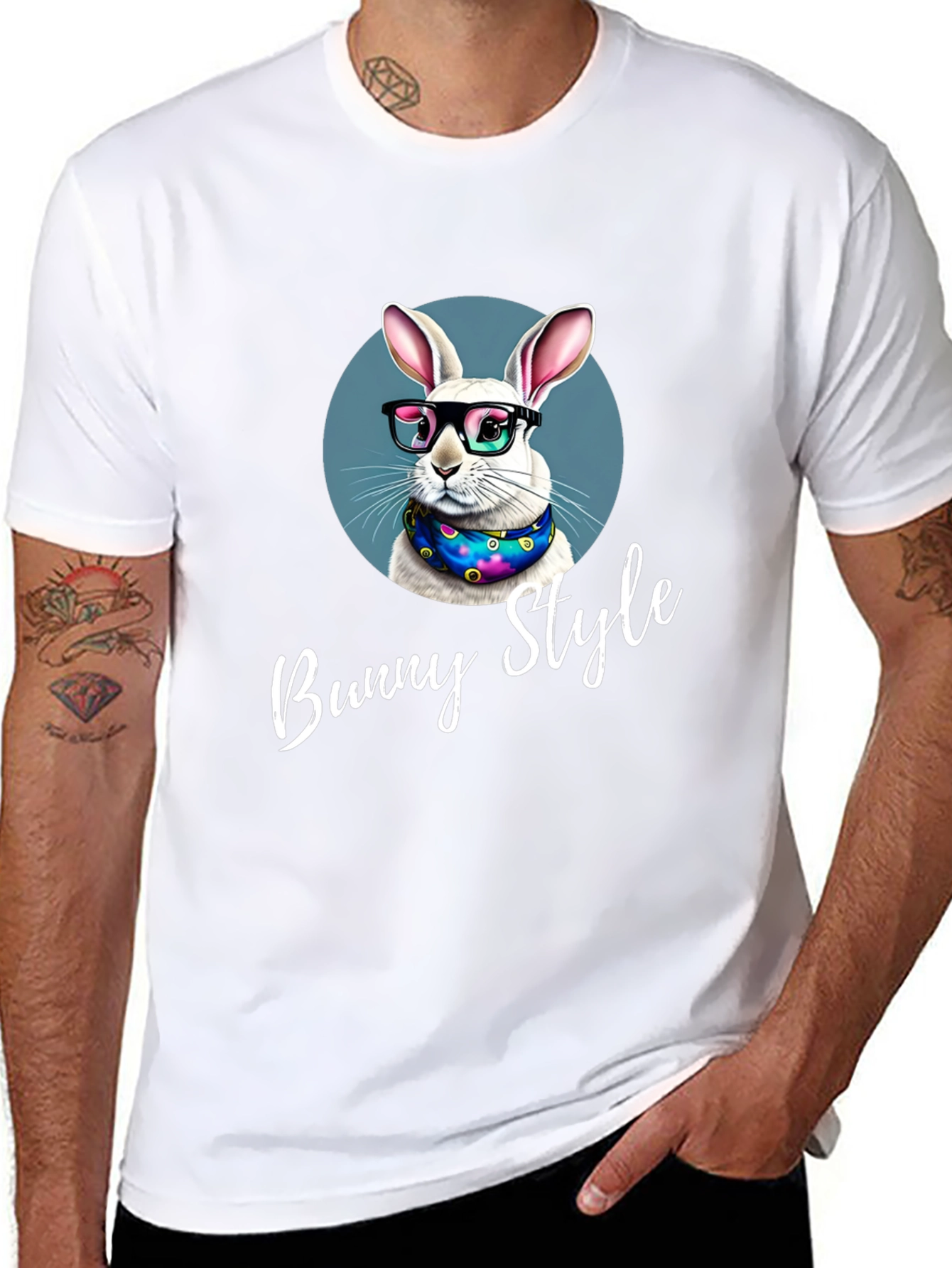 Black Bunny Style T-Shirt - Cool Rabbit Design view 8
