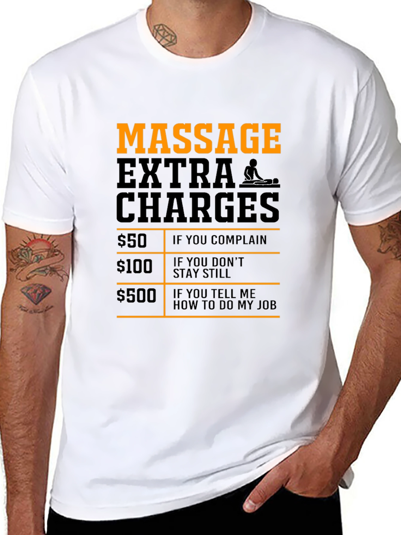 Black Funny Massage Therapist Extra Charges T-Shirt view 8