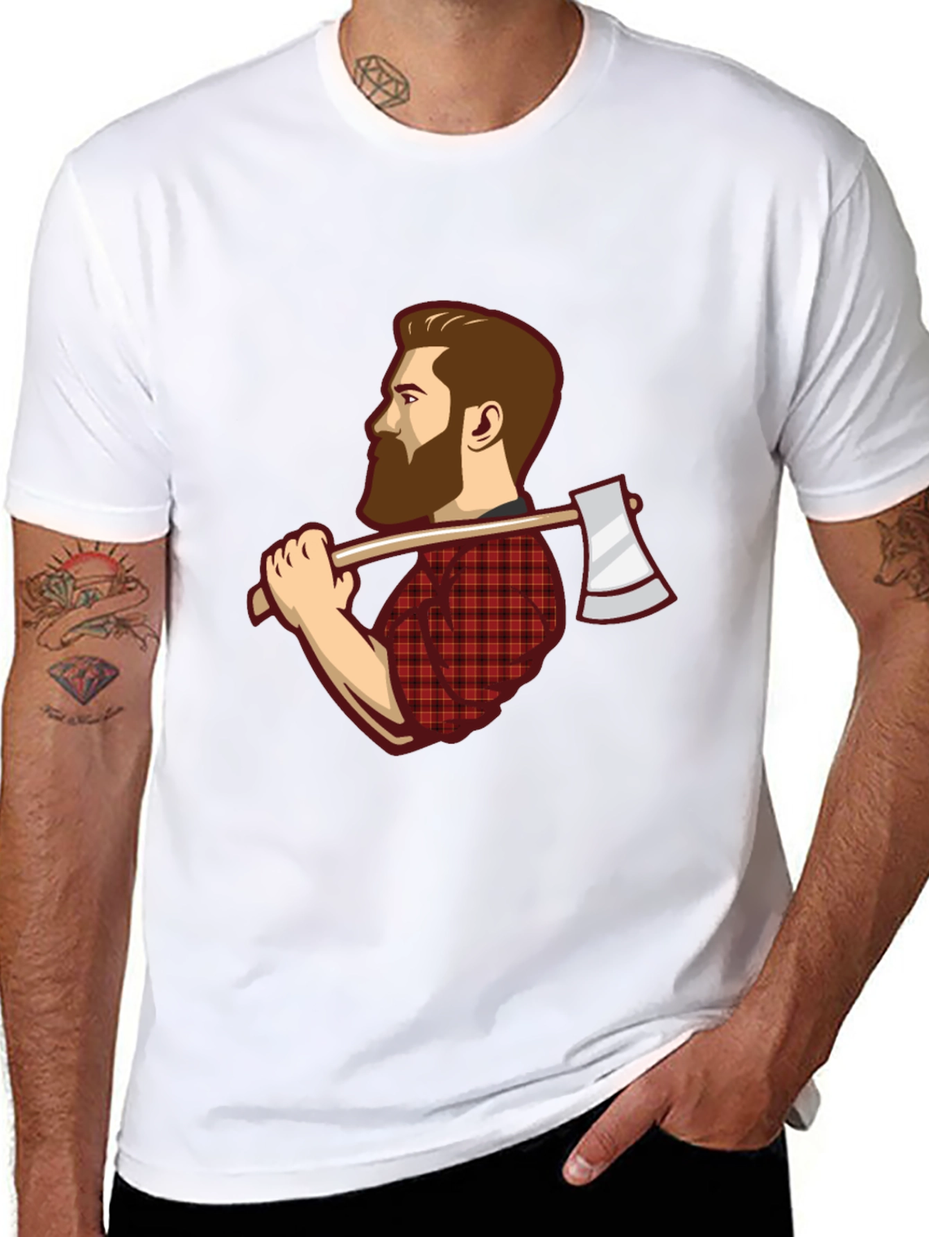 Black Lumberjack Graphic Tee - Axe Wielding Woodcutter view 8