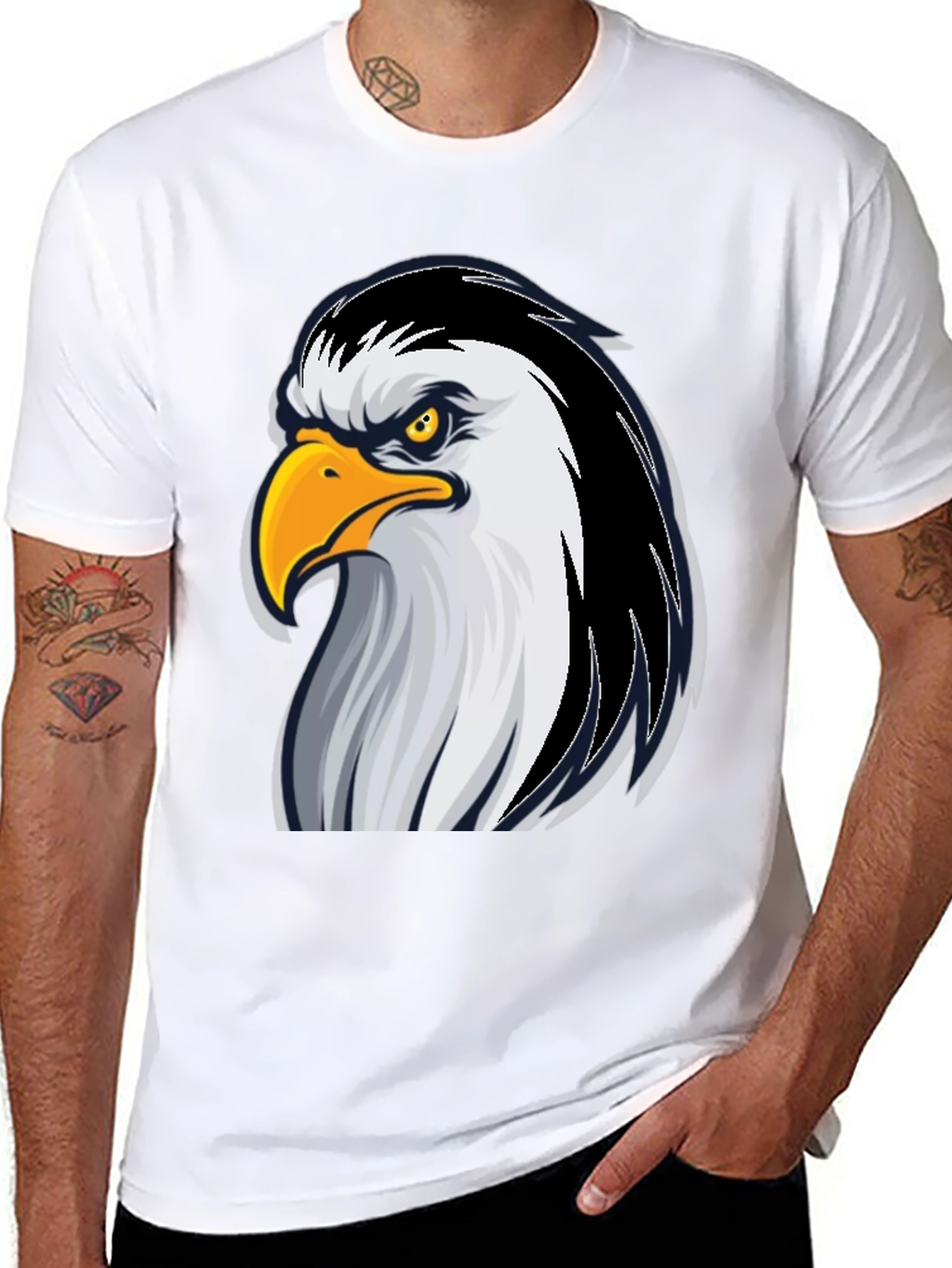 Black Eagle Graphic Tee - Bold Black Cotton T-Shirt view 8