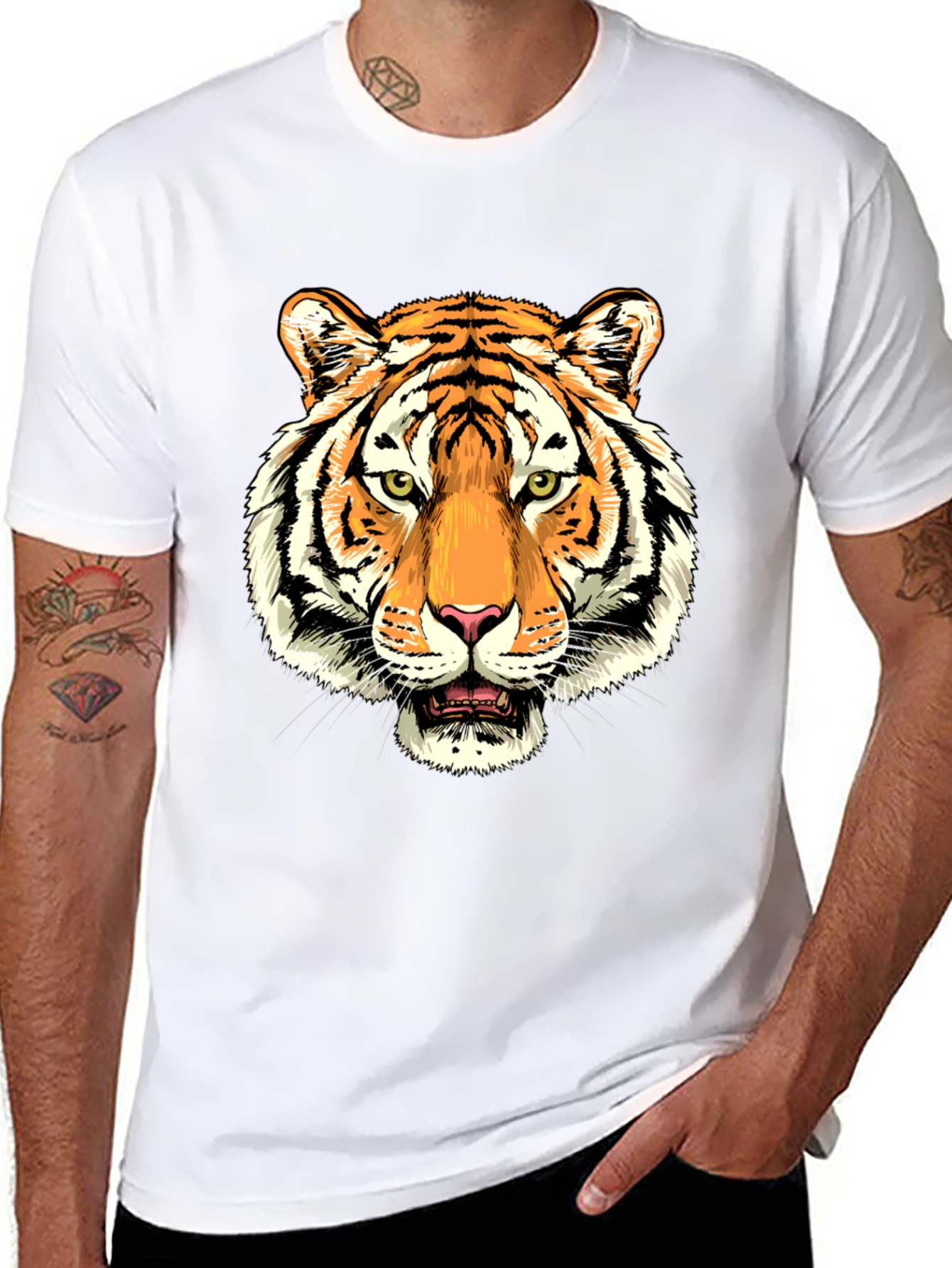 Black Tiger Graphic Print Black T-Shirt view 8