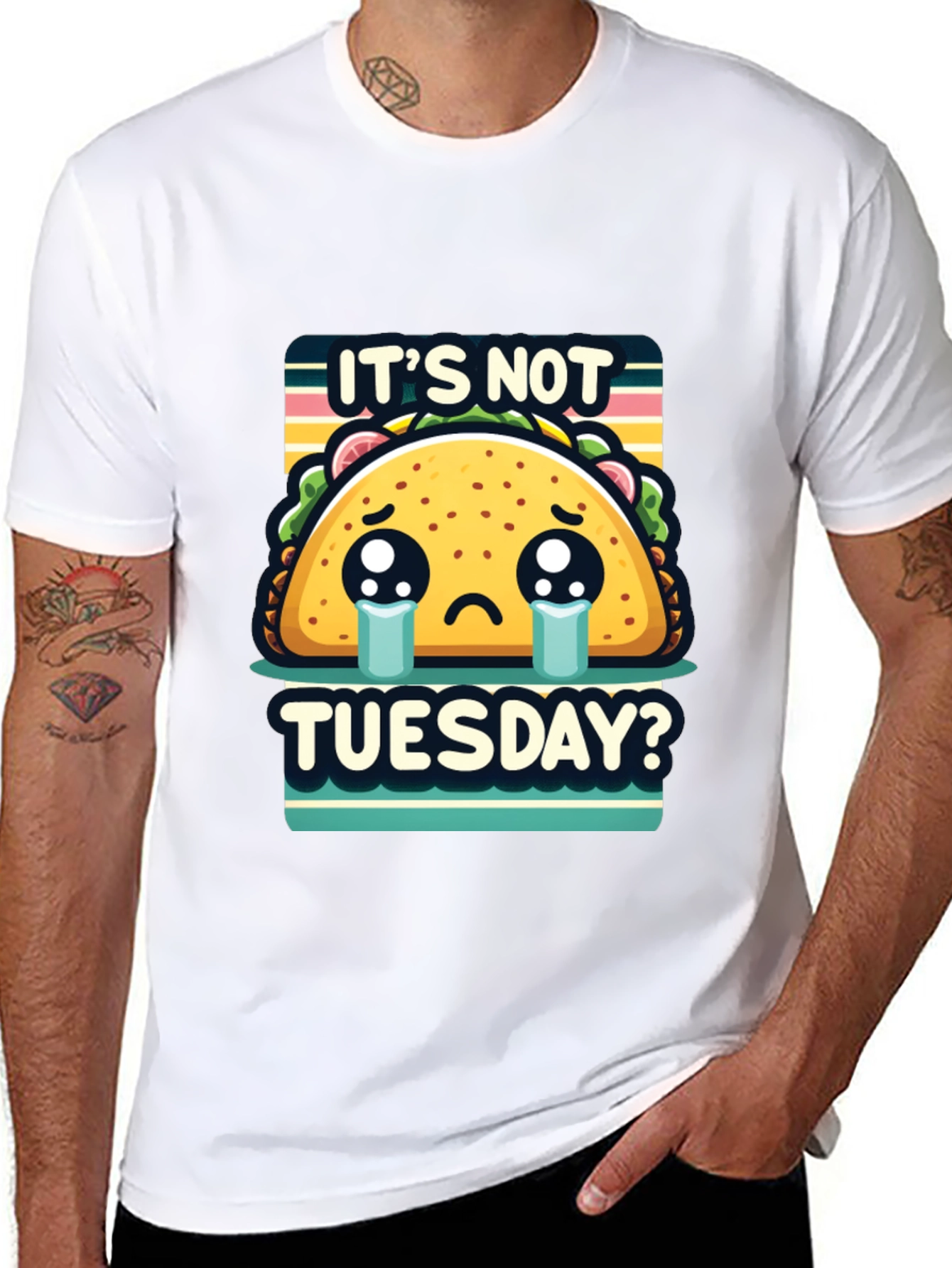 Black It's Not Tuesday Taco T-Shirt - Sad Taco Graphic Tee view 8