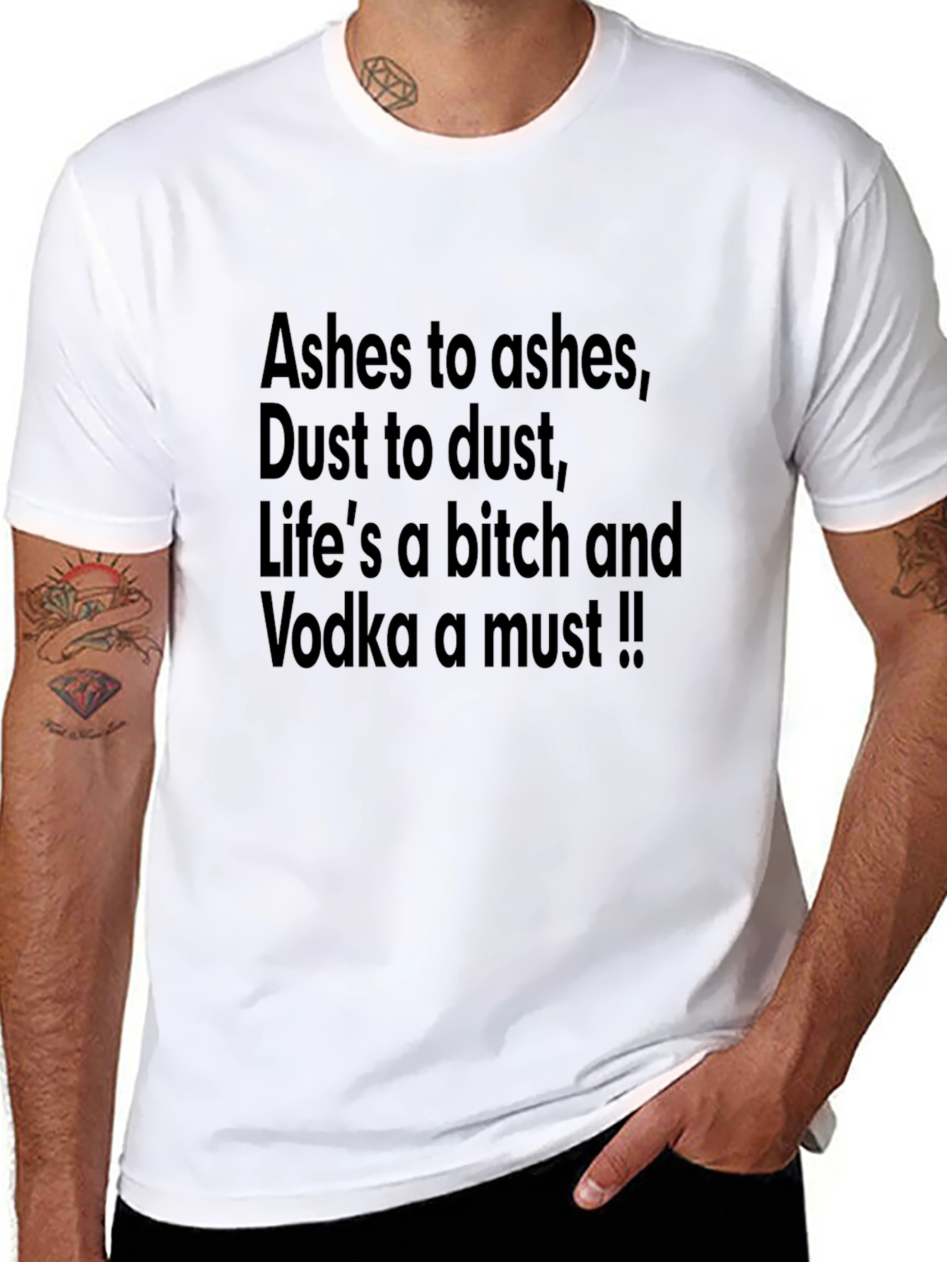 Black Funny Graphic Tee: Ashes to Ashes, Vodka a Must view 8