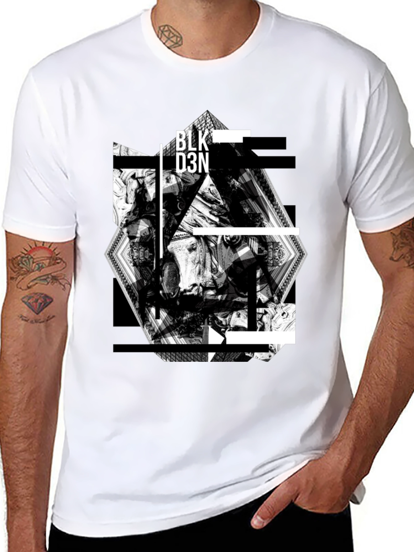 Black Abstract Graphic Print Black T-Shirt view 8