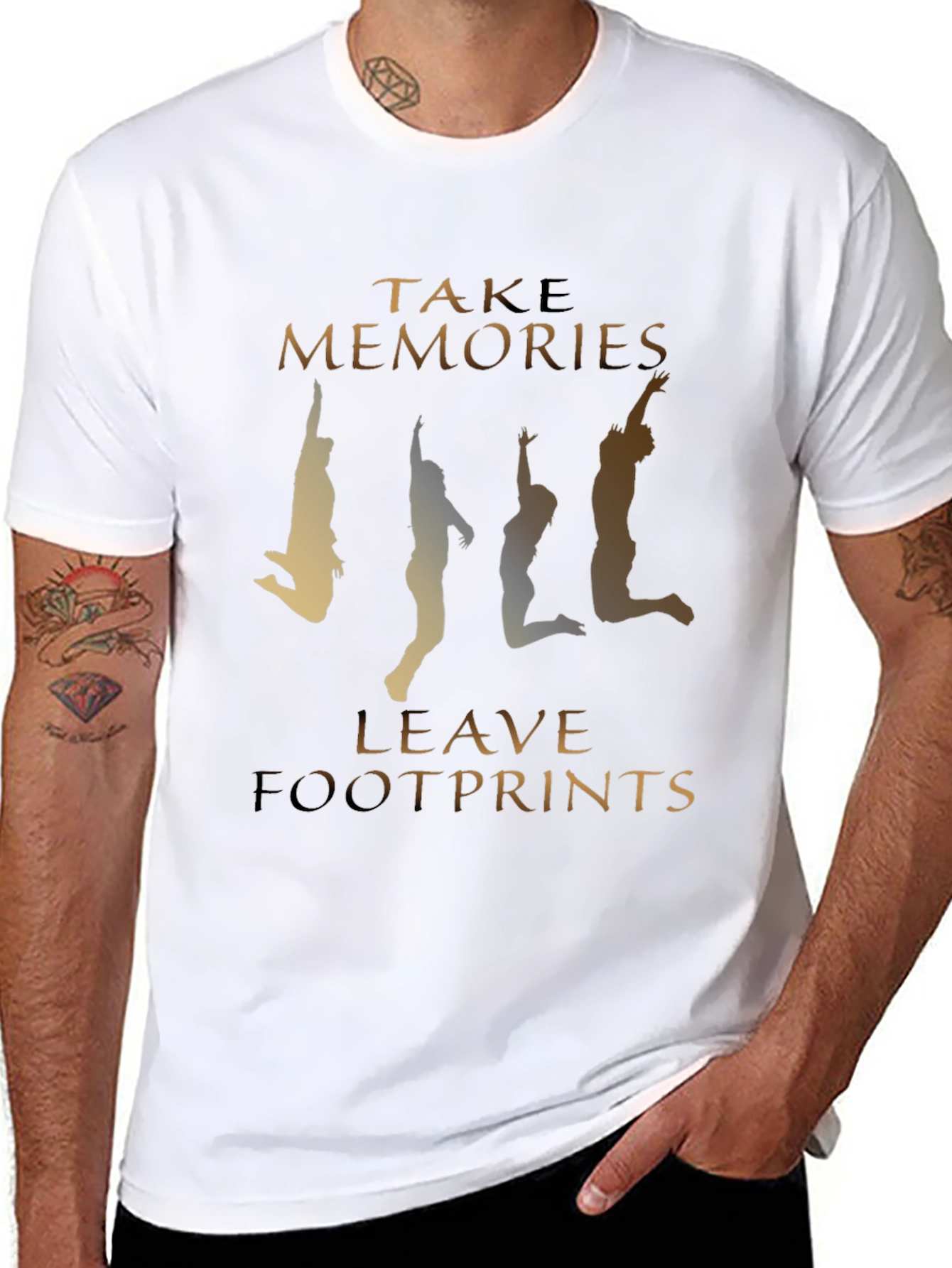 Black Take Memories, Leave Footprints Graphic Tee view 8