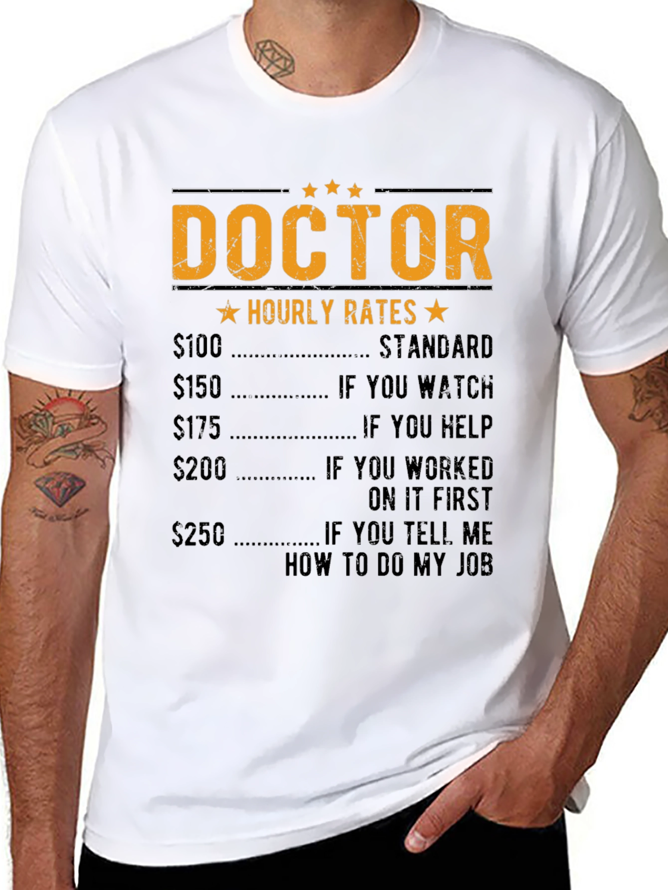 Black Doctor Hourly Rate Funny T-Shirt view 8