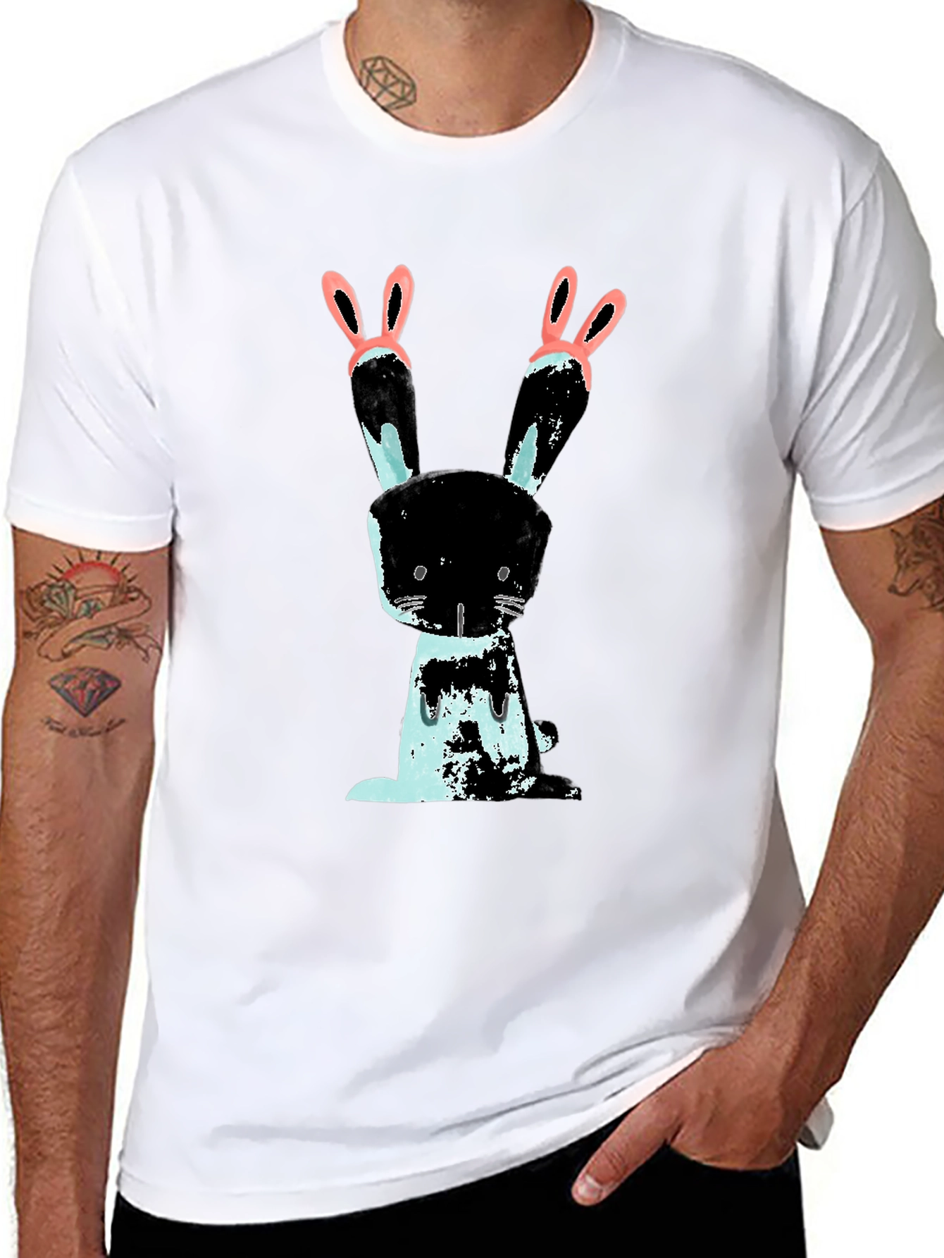 Black Bunny Graphic Black T-Shirt view 8