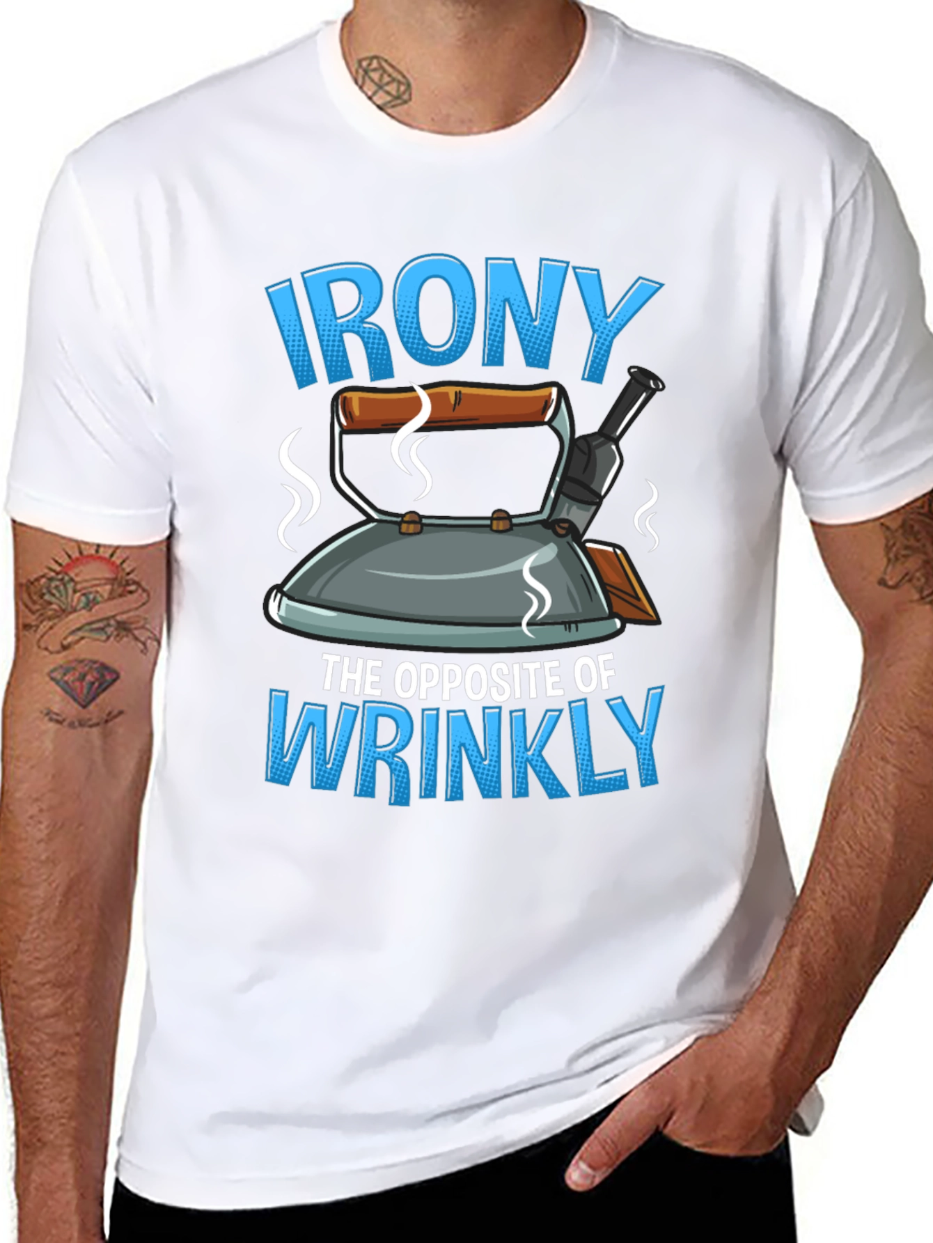 Black Irony: The Opposite of Wrinkly Graphic T-Shirt view 8