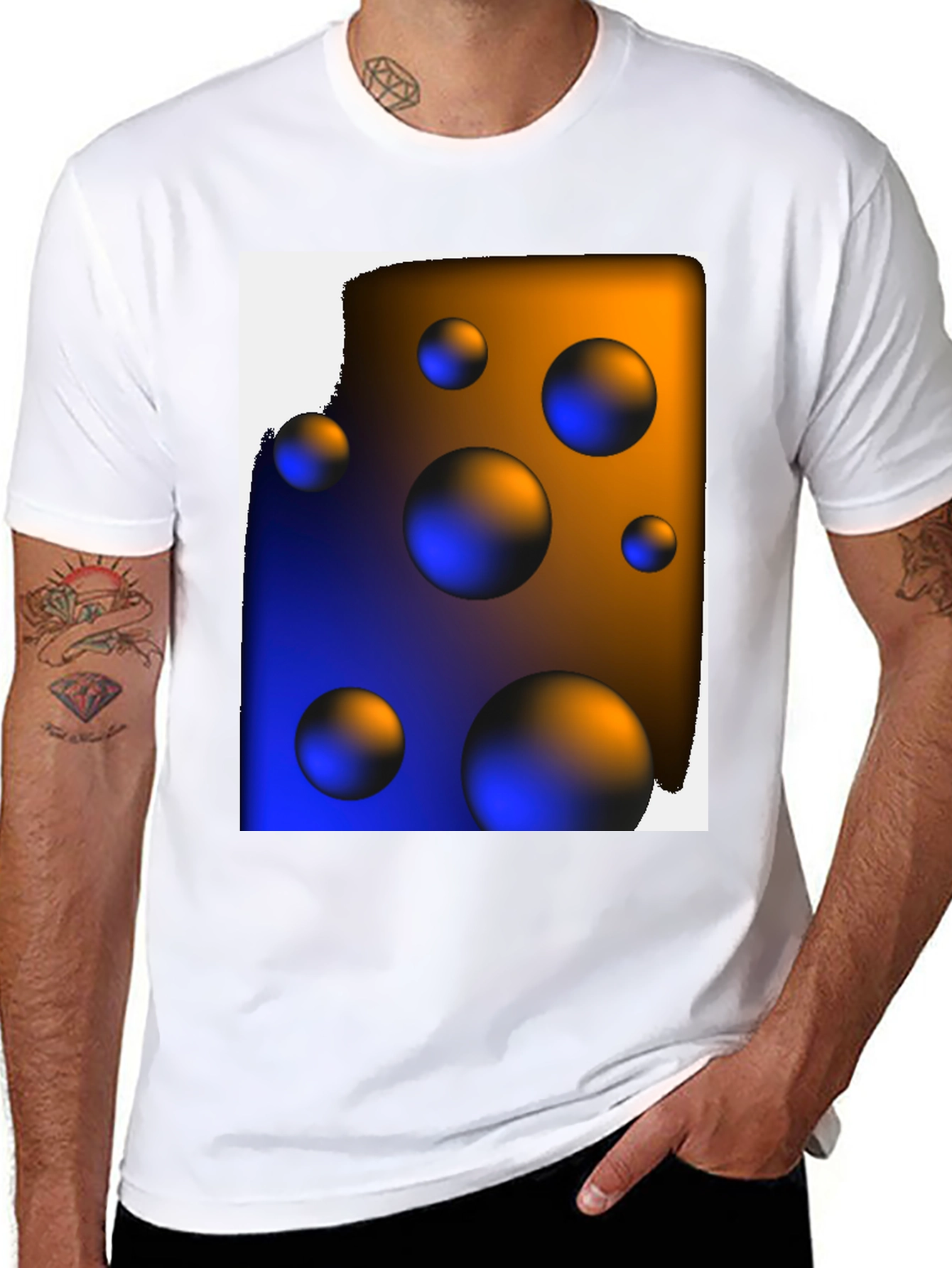 Black Abstract Spheres Graphic T-Shirt view 8