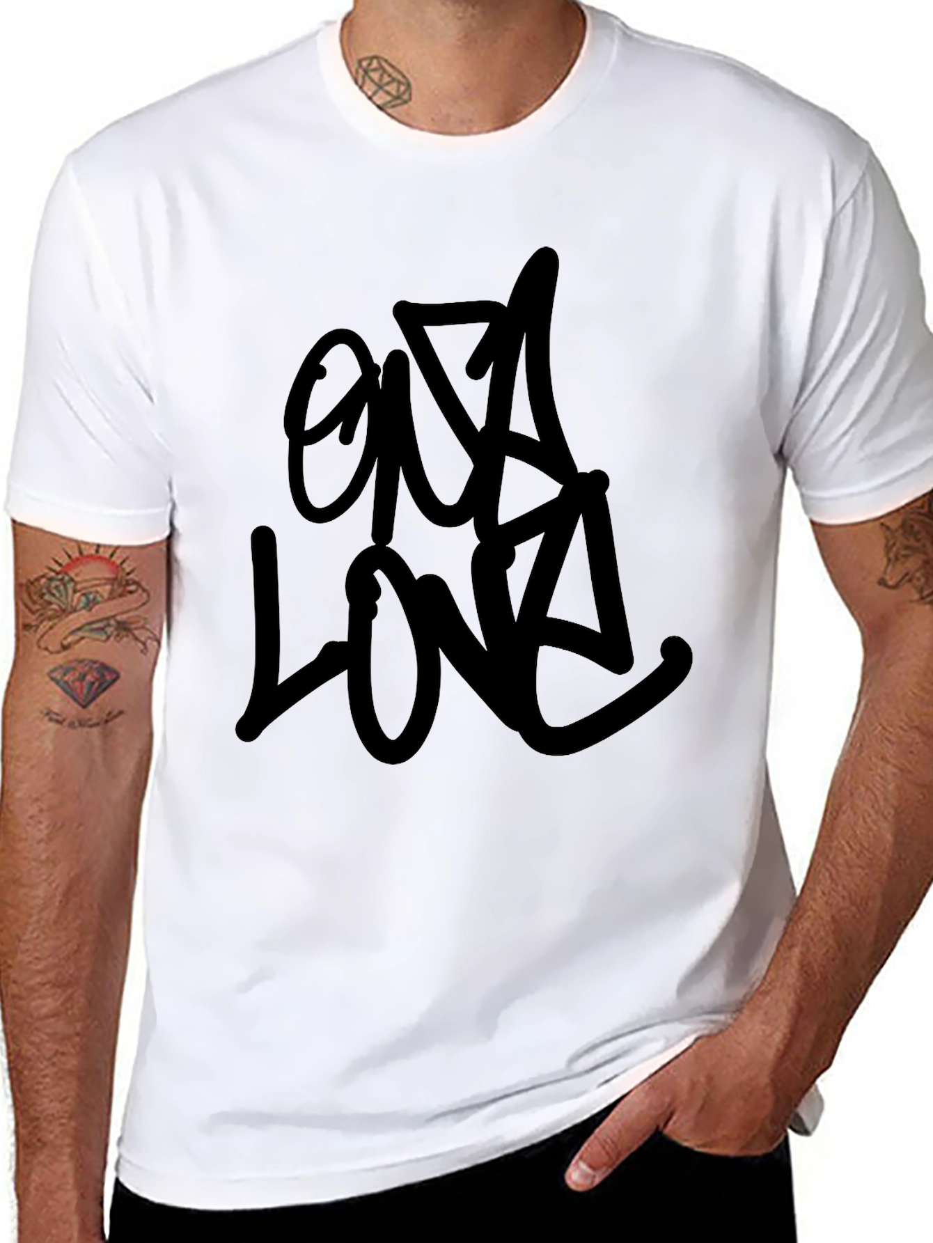 Black Black Graffiti Style T-Shirt view 8