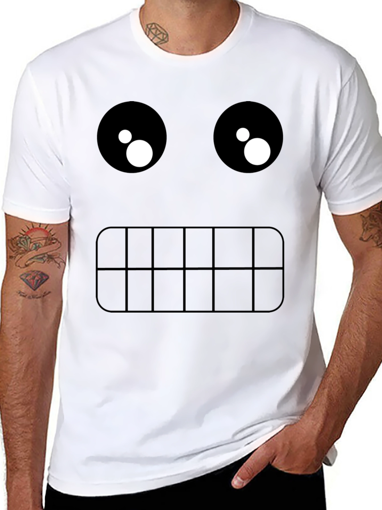 Black Funny Graphic Face T-Shirt view 8
