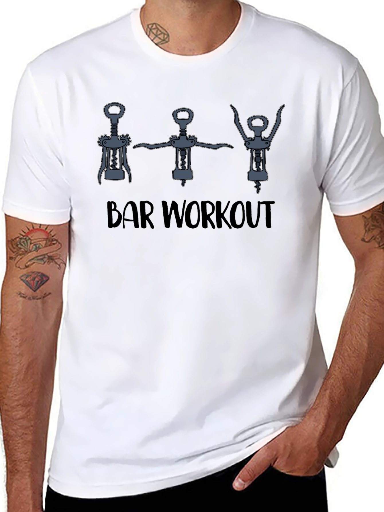 Black Bar Workout Graphic Tee - Black Cotton view 8