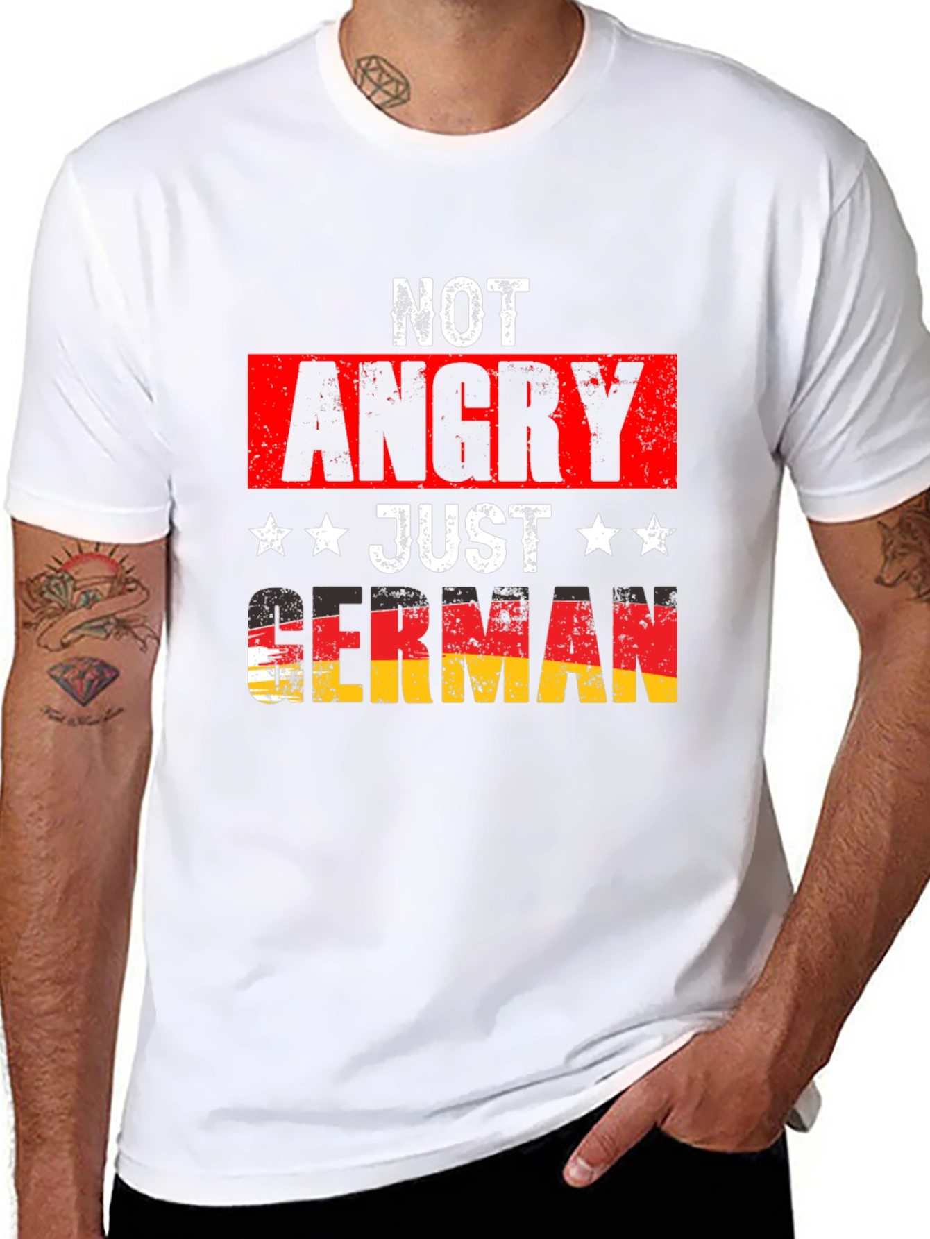 Black Funny German Pride T-Shirt - Not Angry Just German view 8