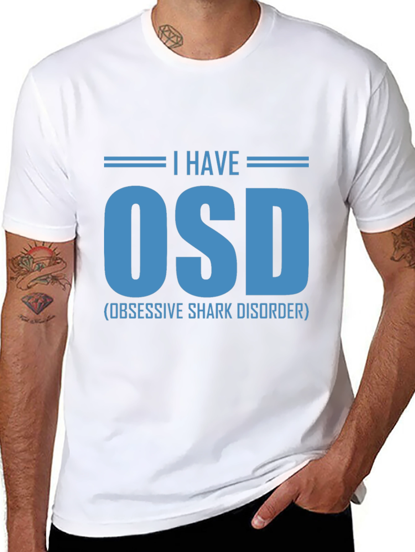 Black Obsessive Shark Disorder T-Shirt, Funny OSD Tee view 8