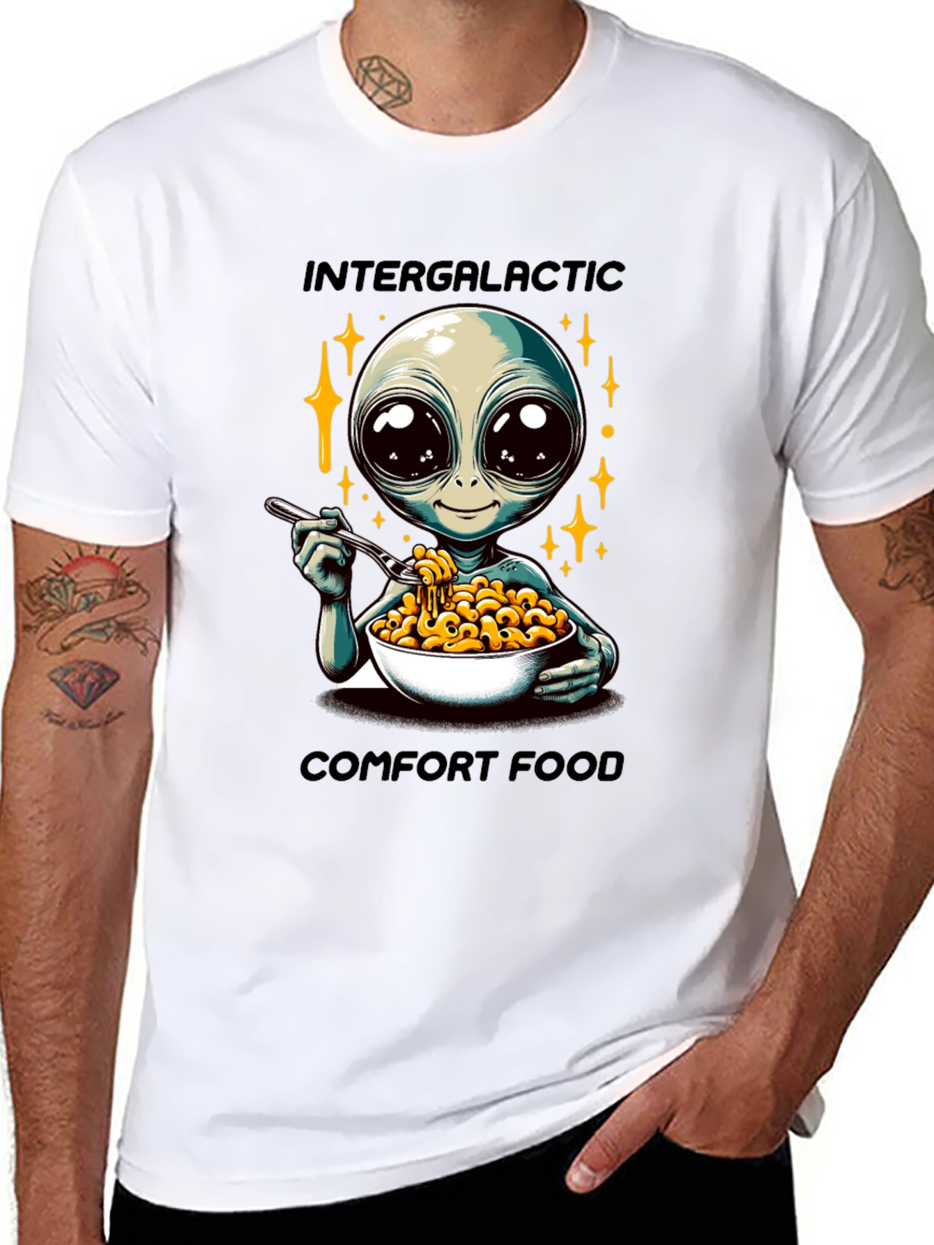 Black Intergalactic Comfort Food Graphic Tee view 8