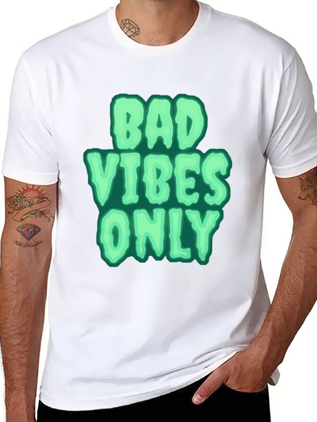 Black Bad Vibes Only Graphic Tee - Black view 8
