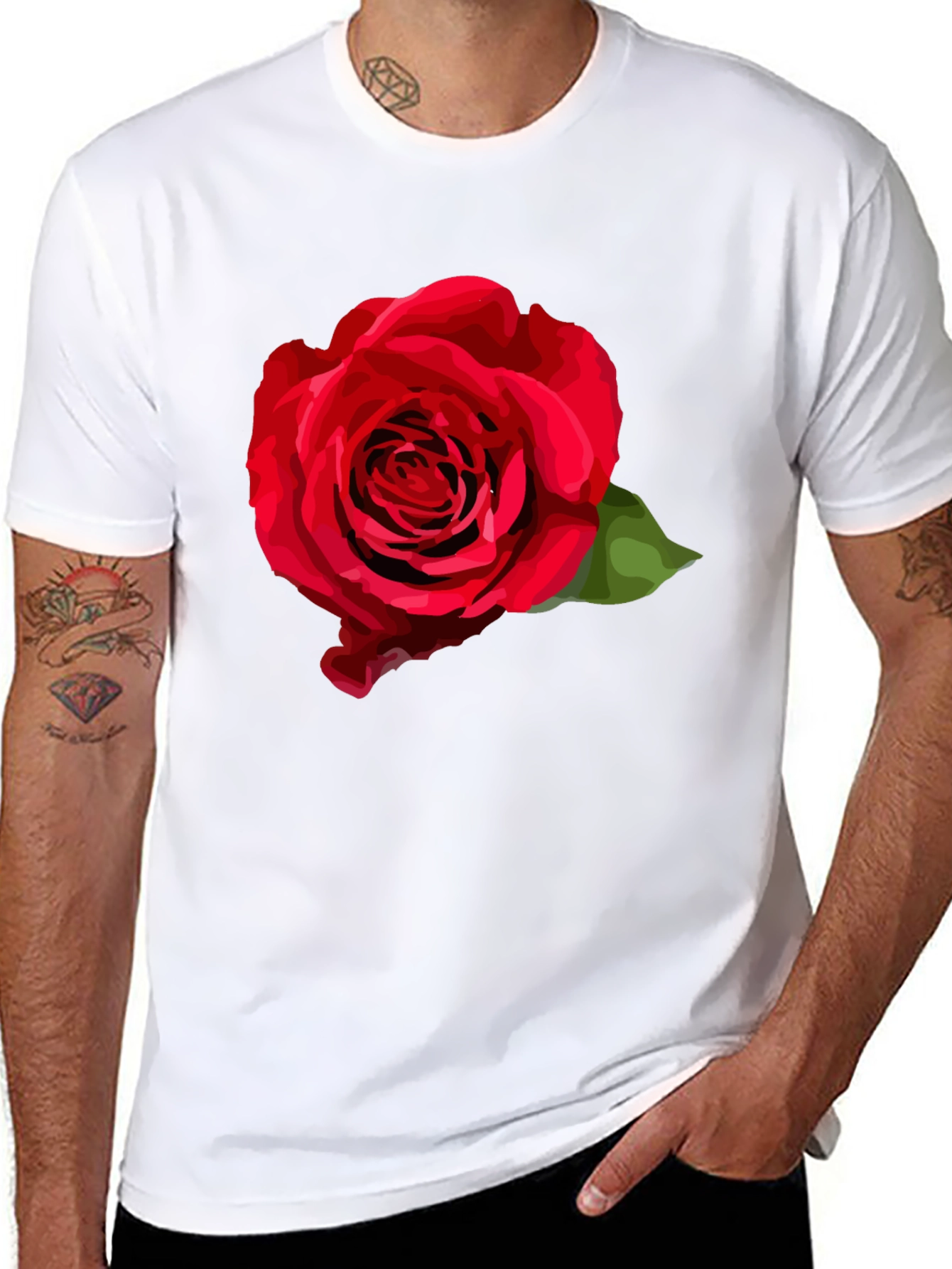 Black Red Rose Graphic T-Shirt - Stylish Black Tee view 8