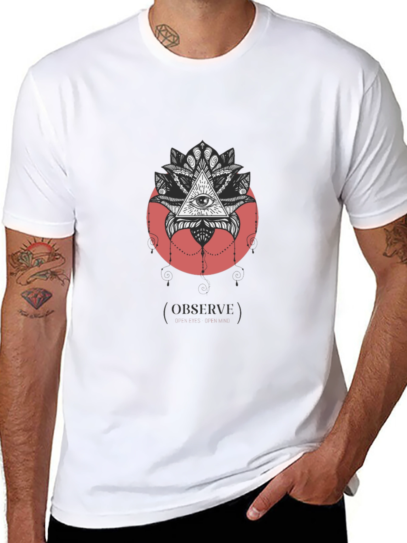 Black Observe T-Shirt - Illuminati Eye Design view 8