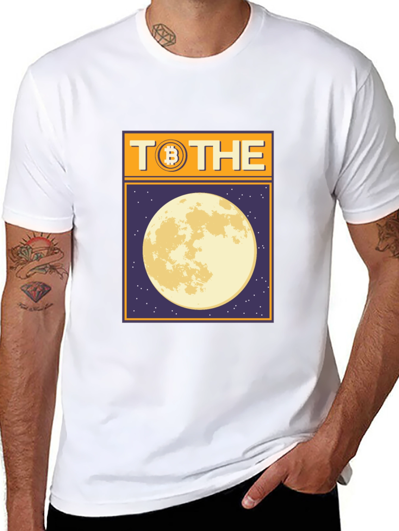 Black Bitcoin To The Moon Graphic T-Shirt view 8