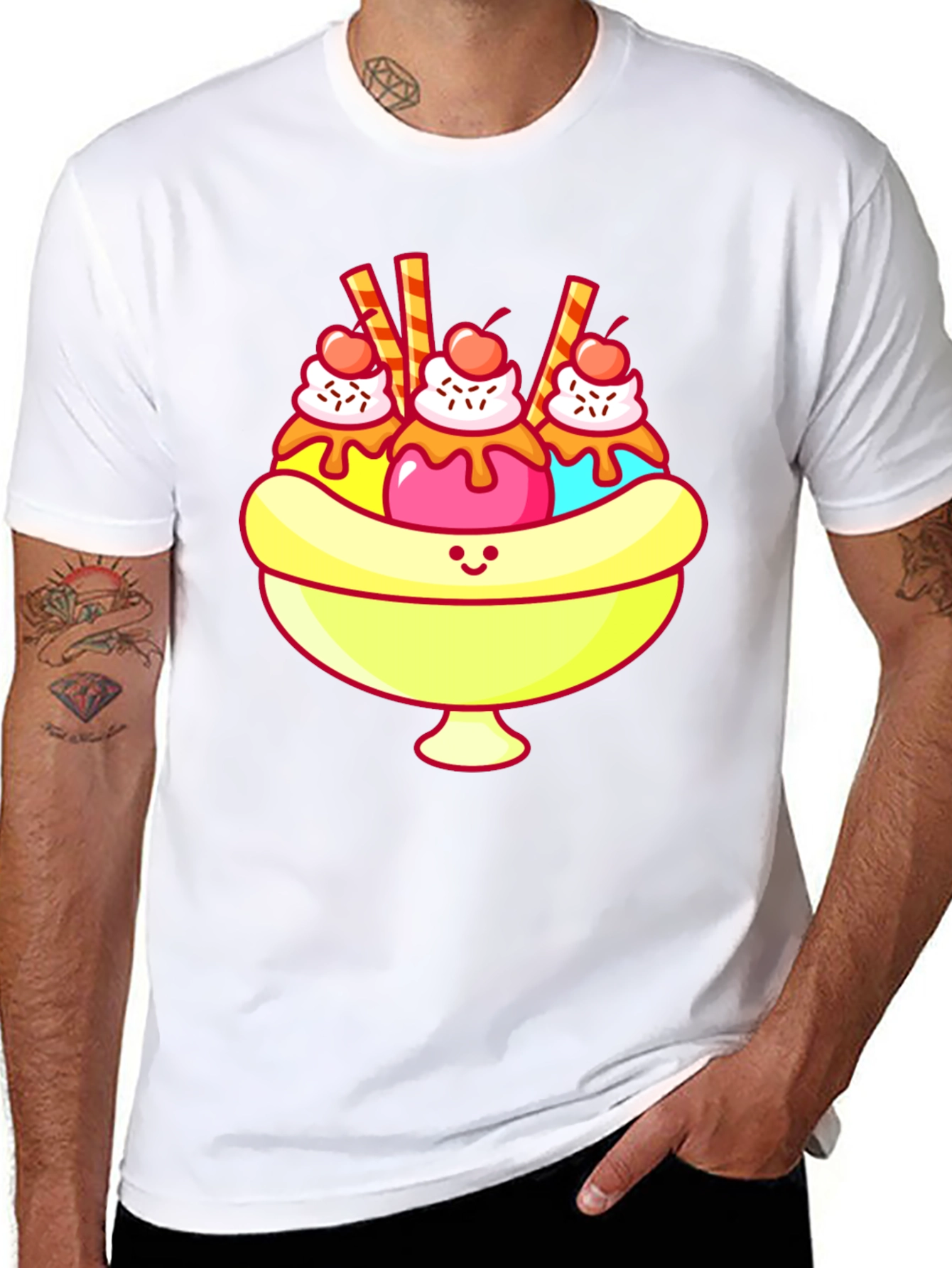 Black Banana Split T-Shirt - Sweet Cartoon Graphic Tee view 8