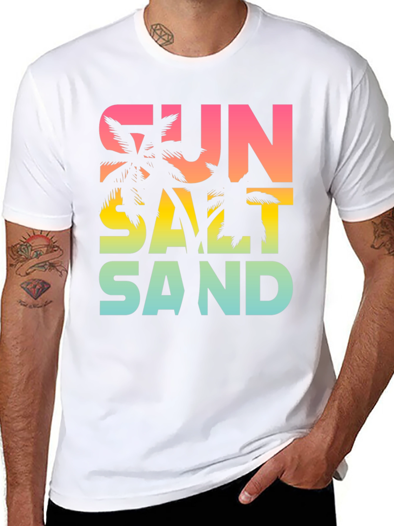 Black Sun Salt Sand Graphic Tee - Tropical Summer Vibes T-Shirt view 8