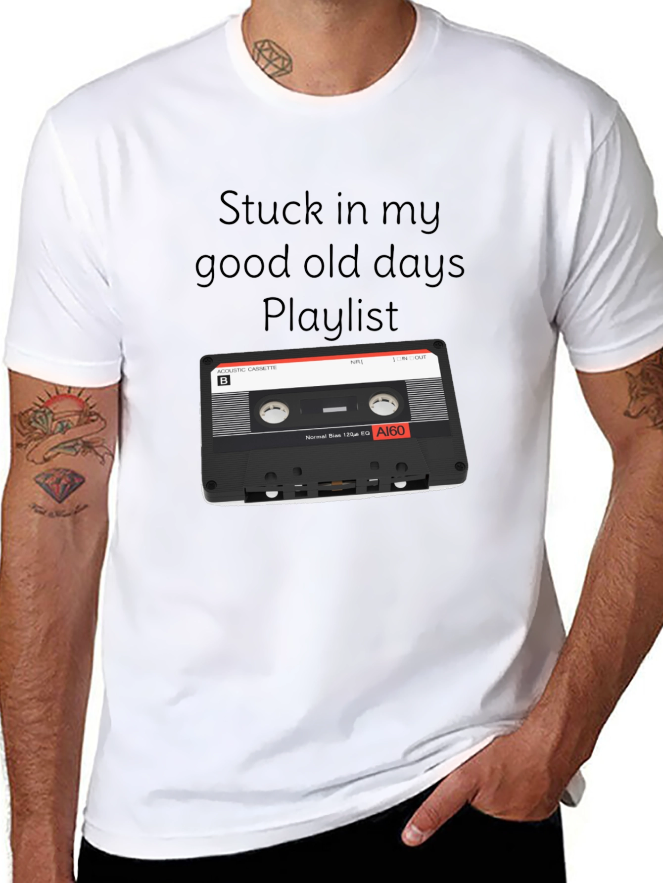 Black Retro Mixtape T-Shirt - Good Old Days Playlist view 8