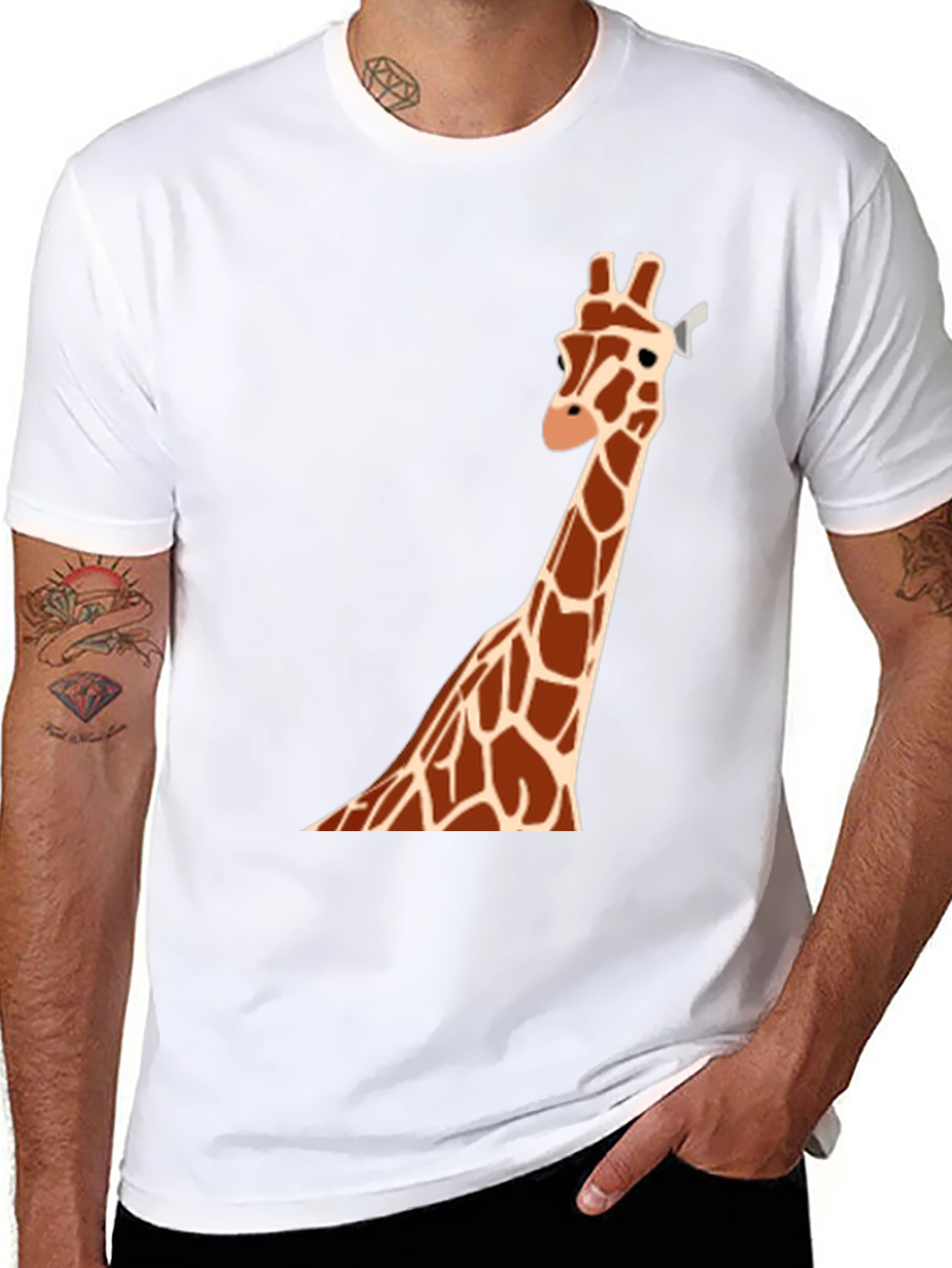 Black Giraffe Graphic T-Shirt - Casual Men's Tee view 8