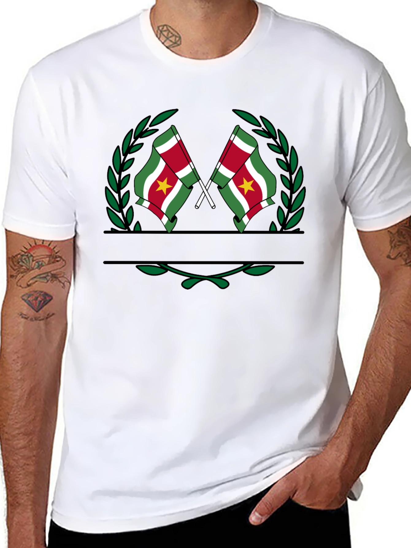 Black Suriname Flag T-Shirt - Black Graphic Tee view 8