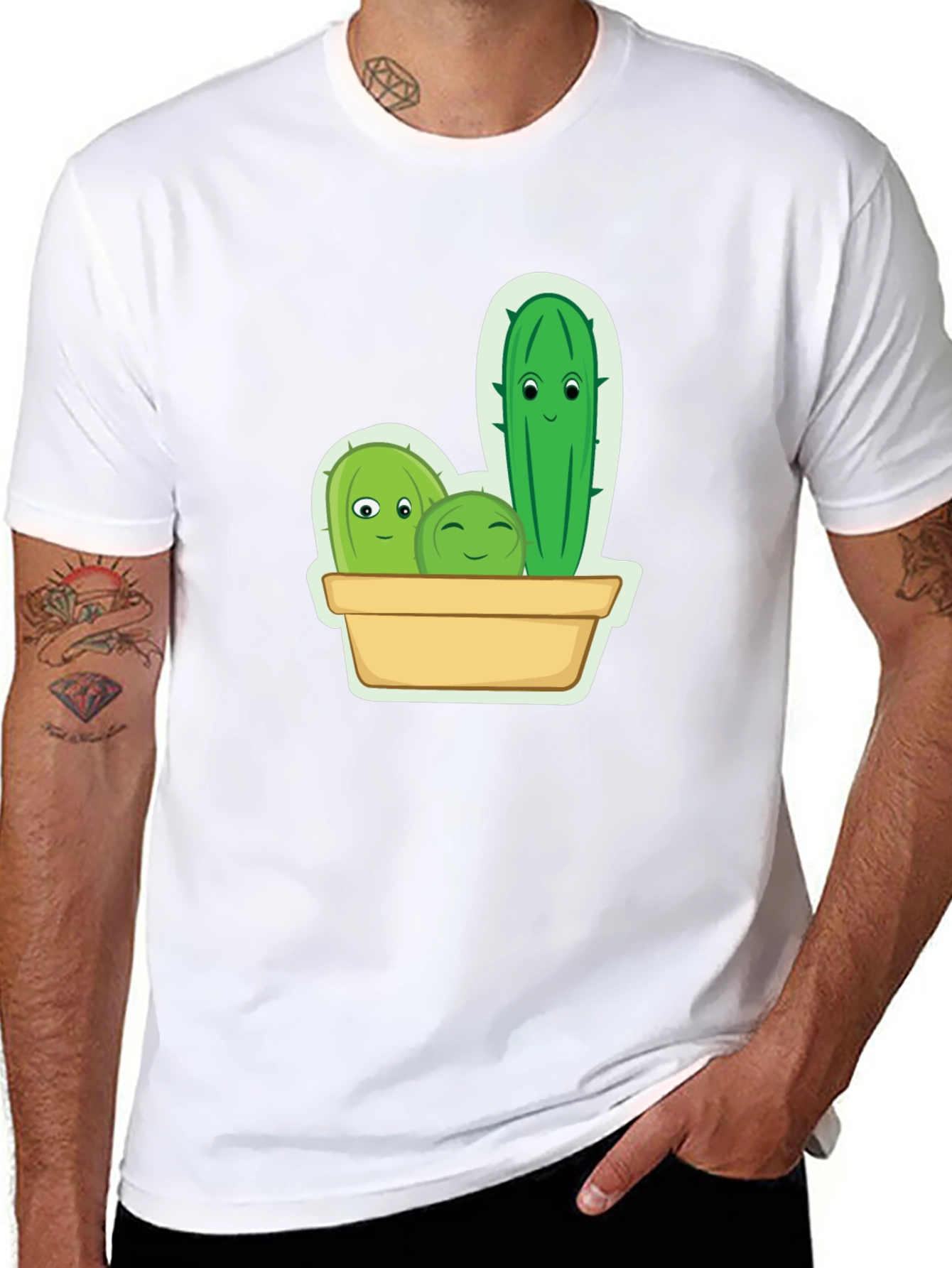 Black Cute Cactus Crew Graphic Tee view 8