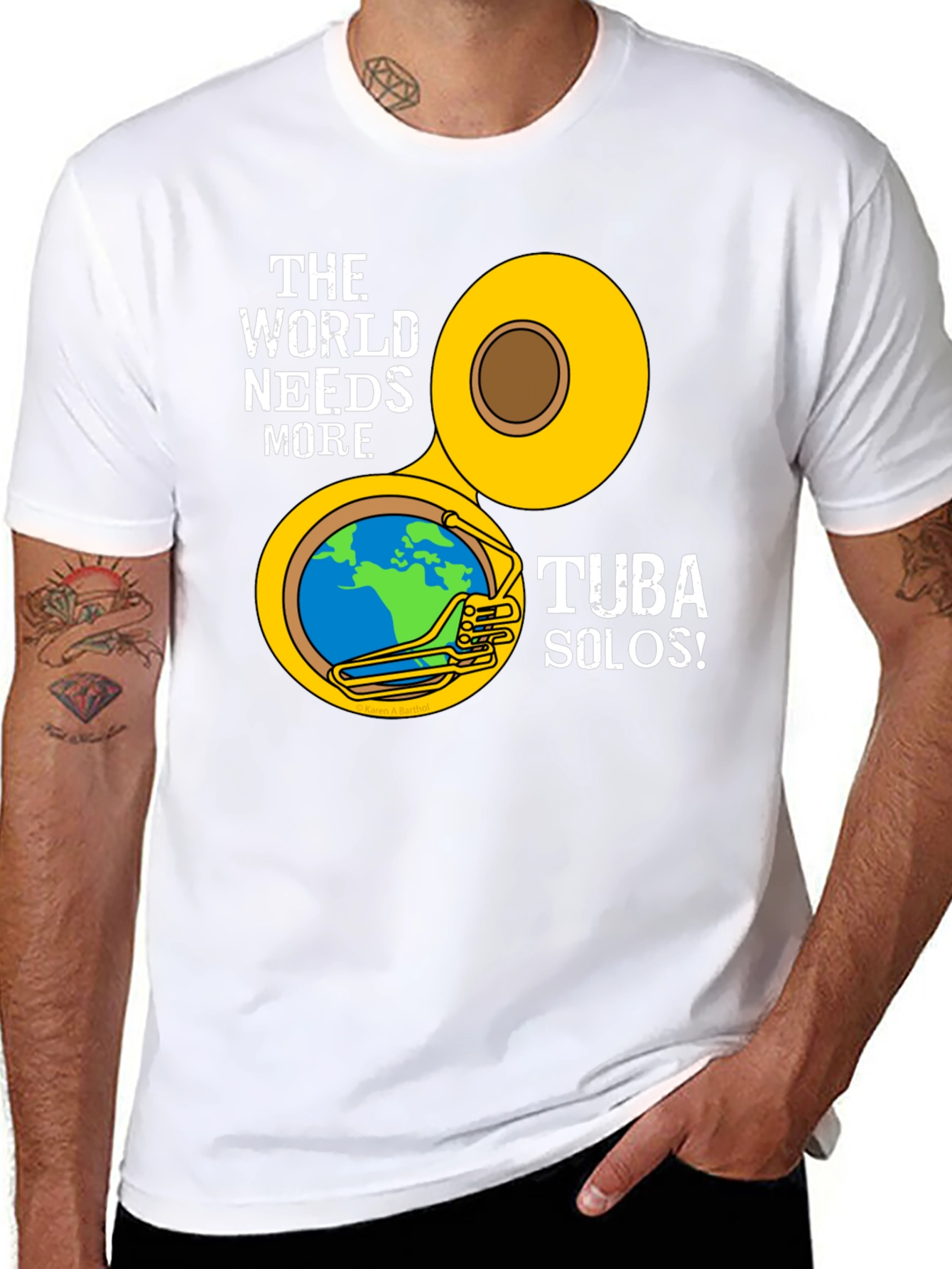Black World Needs More Tuba Solos Black T-Shirt view 8