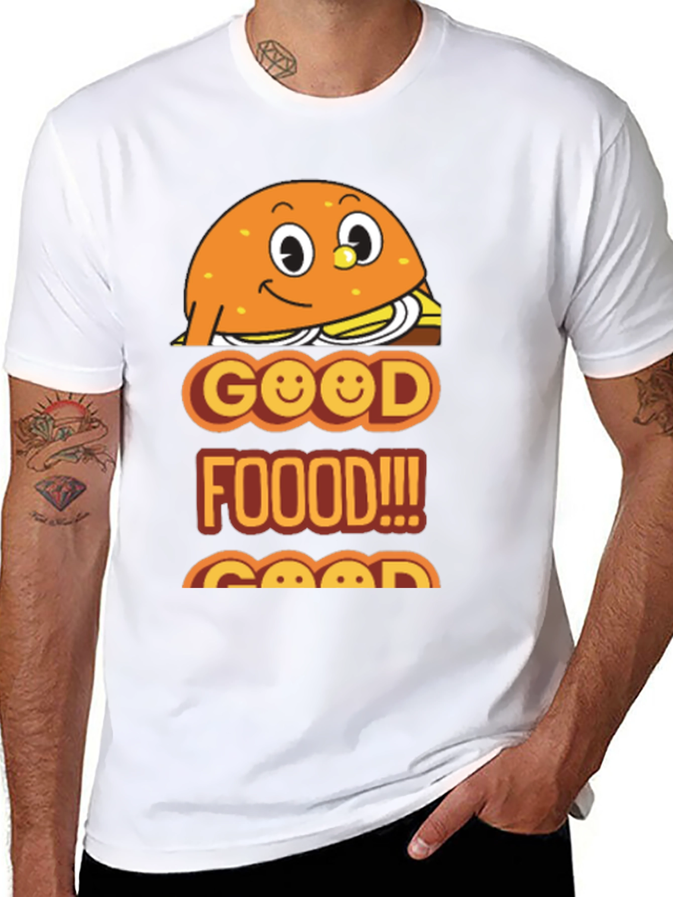 Black Good Food Burger Graphic Tee - Unisex Black T-Shirt view 8