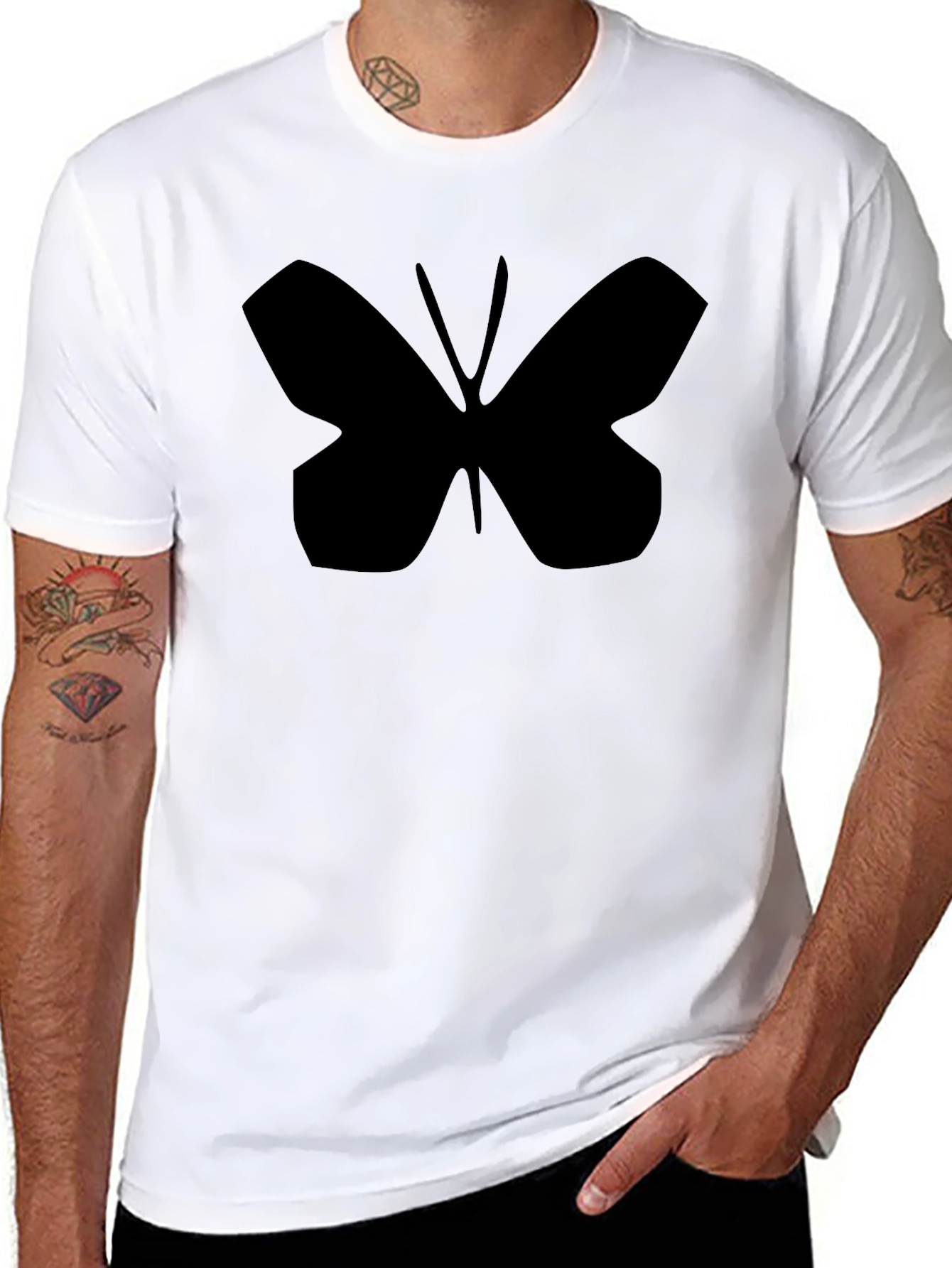 Black Butterfly Graphic Tee - Stylish Black Cotton T-Shirt view 8