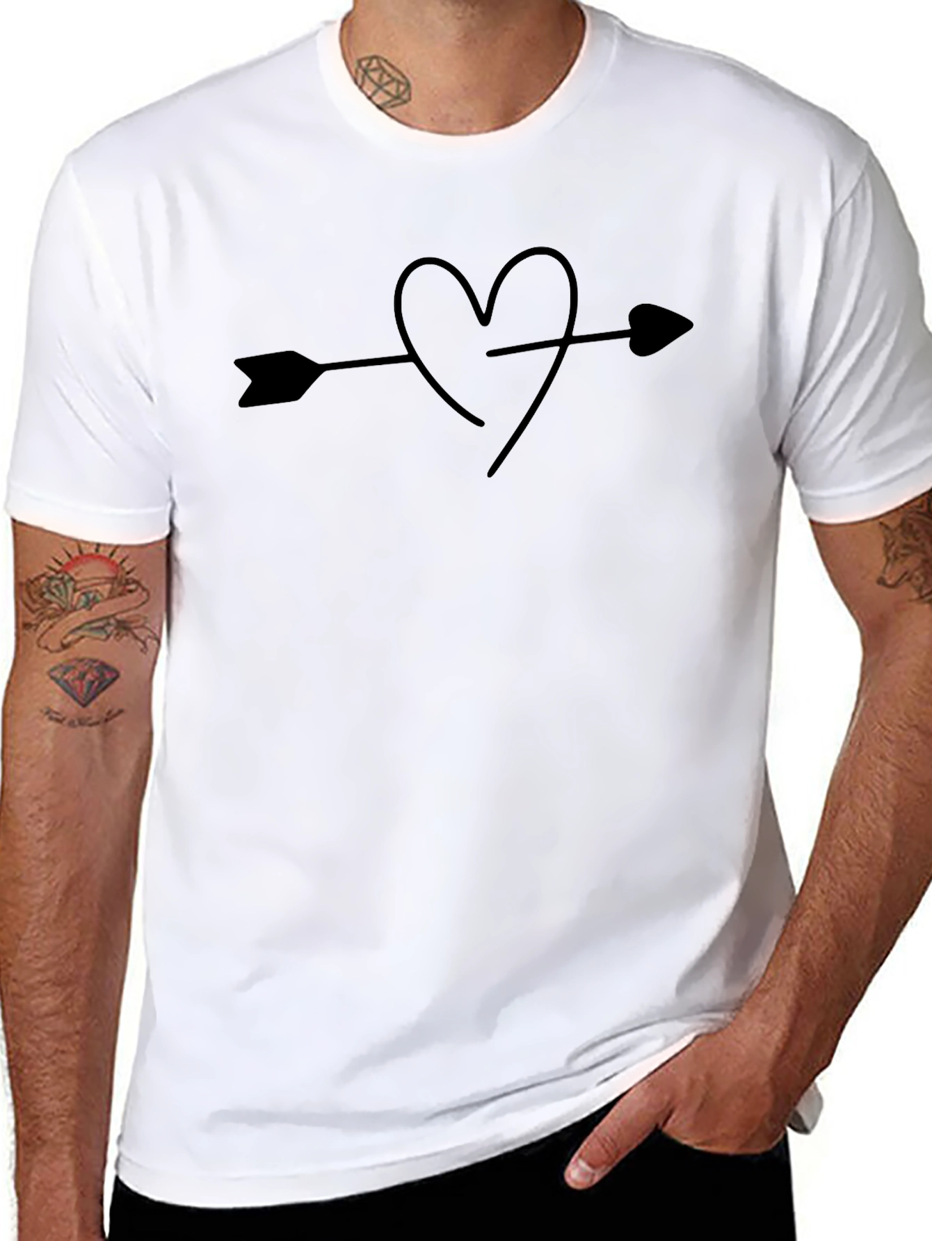 Black Heart Arrow Graphic Tee - Men's Black T-Shirt view 8