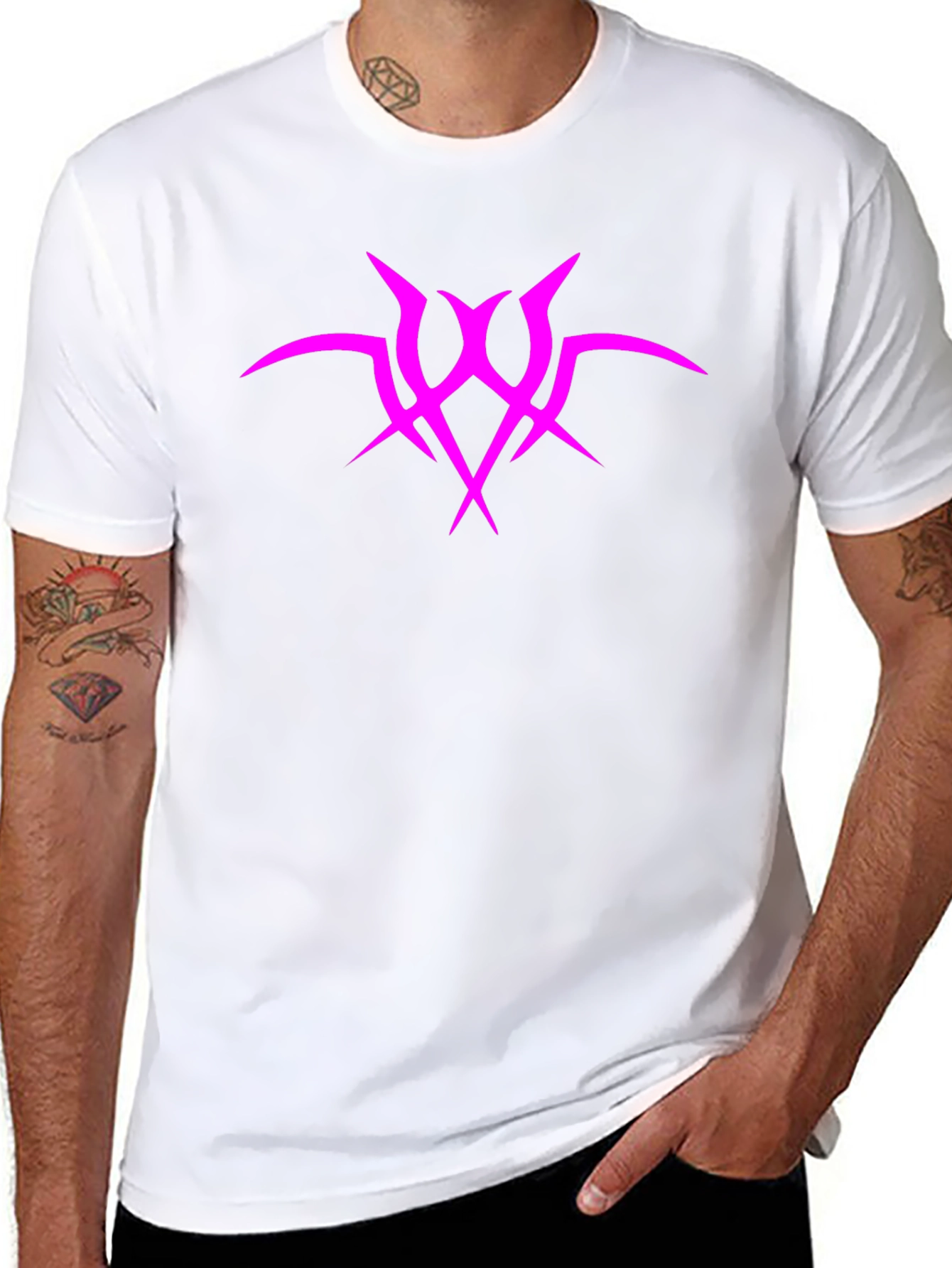 Black Black T-Shirt with Abstract Pink Graphic view 8