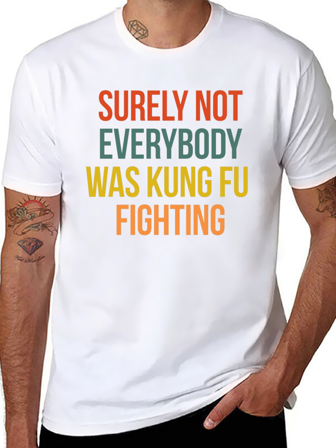 Black Surely Not Everybody Kung Fu Fighting T-Shirt view 8