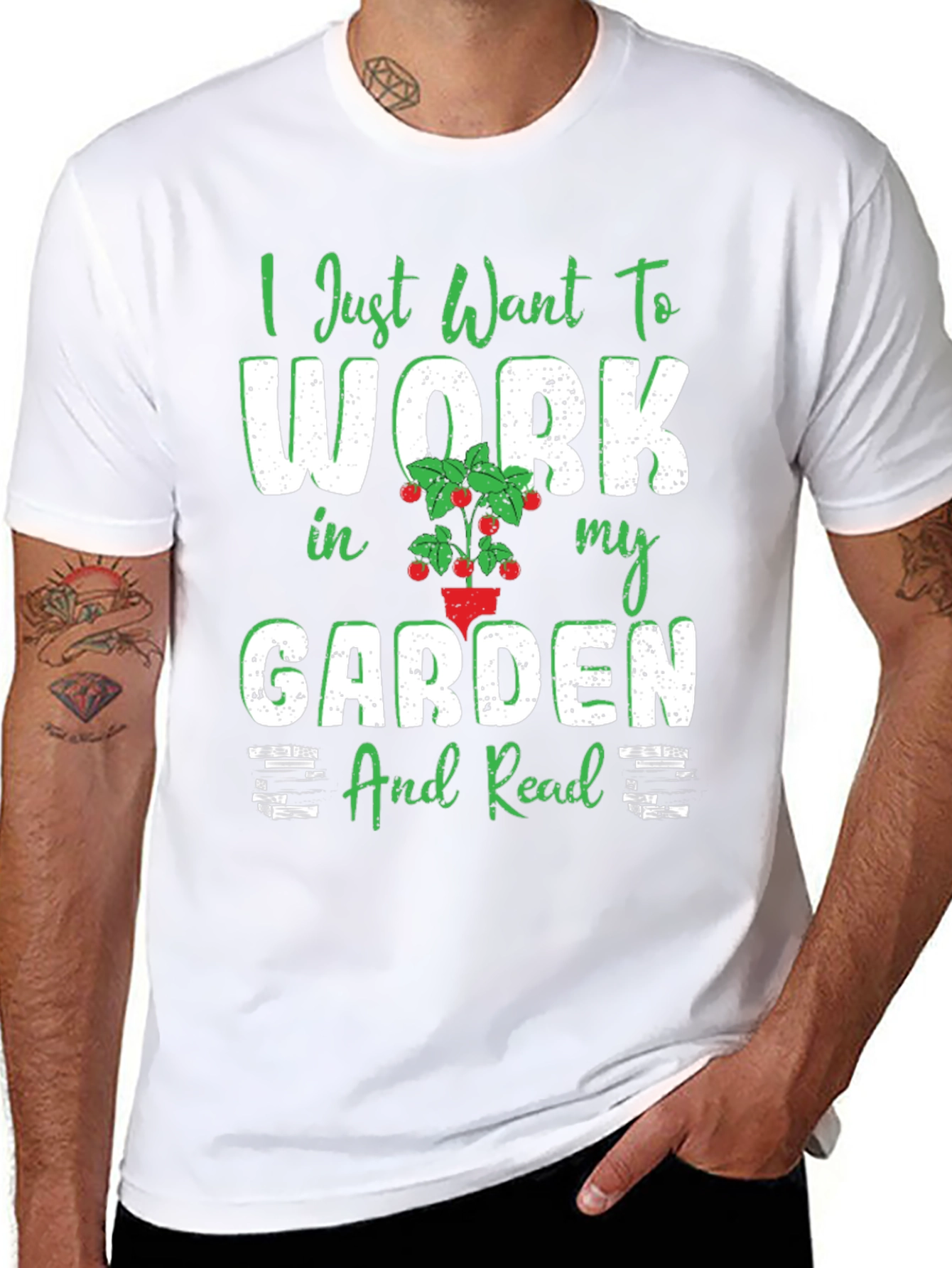 Black Gardening Hobby T-Shirt - Work in My Garden & Read view 8