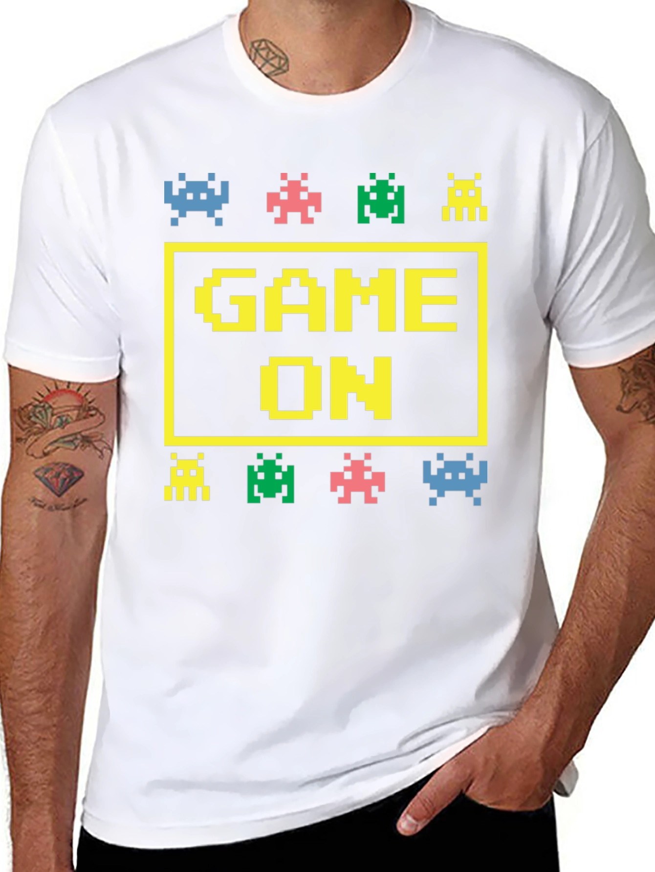 Black Game On Graphic Tee - Retro Gamer Shirt view 8
