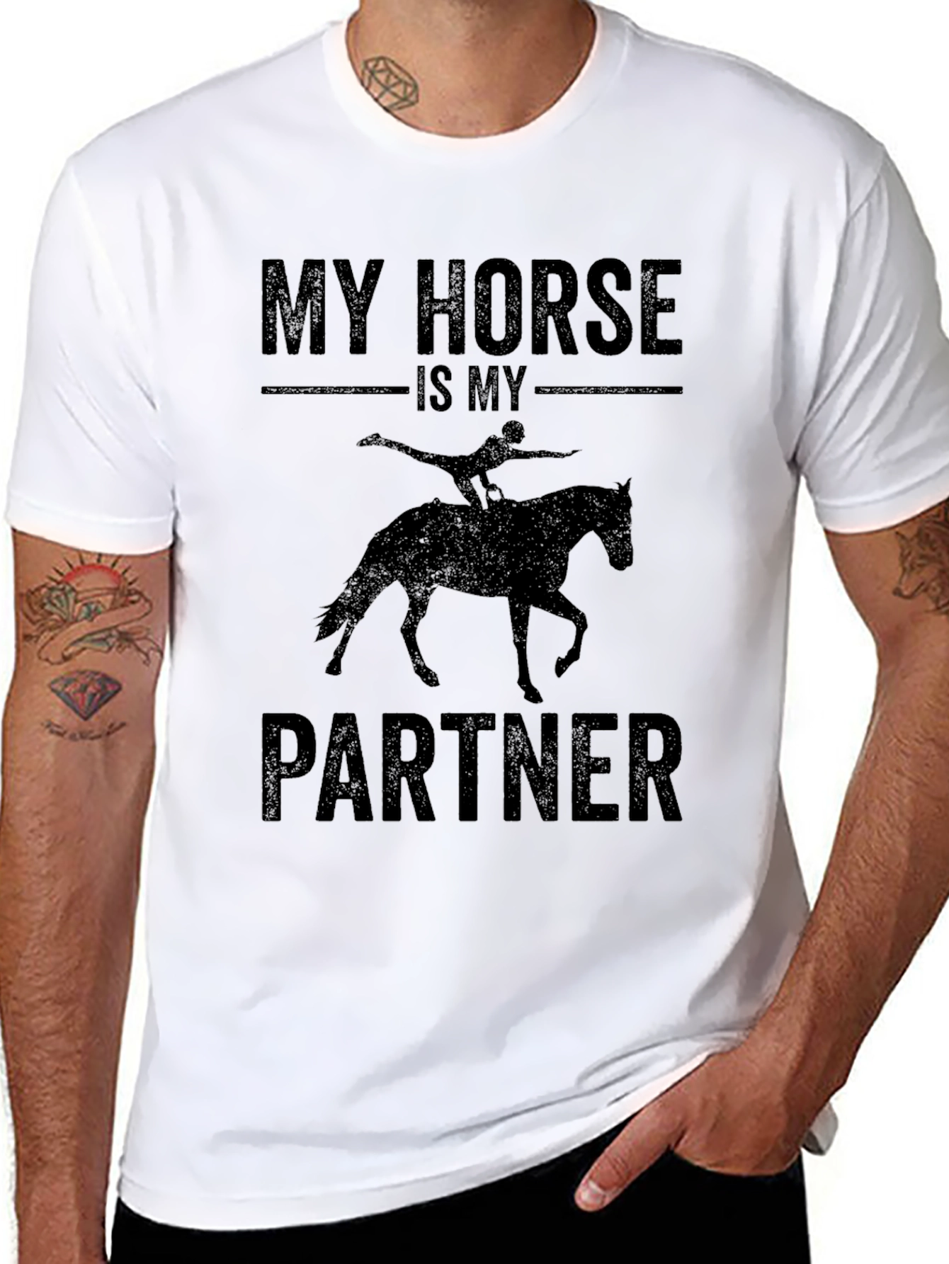 Black My Horse Is My Partner Black T-Shirt view 8