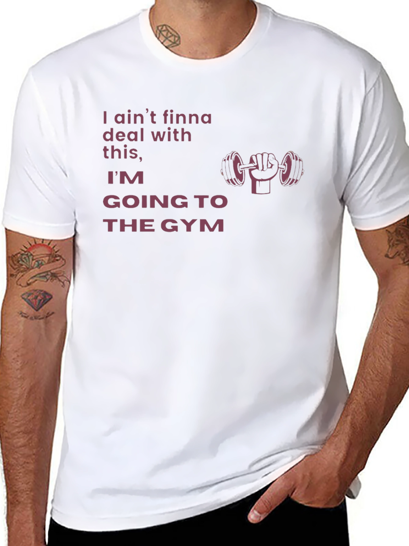 Black Gym Motivation T-Shirt - Ain't Finna Deal With This! view 8
