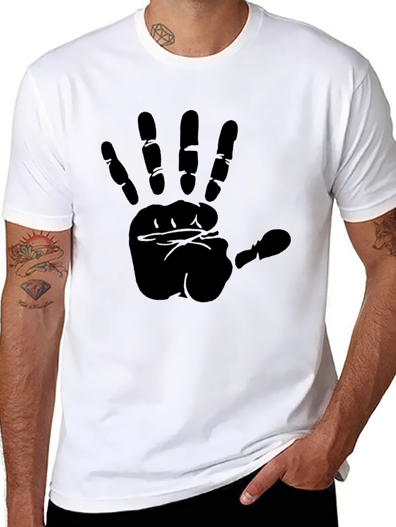 Black Bold Handprint Black T-Shirt view 8