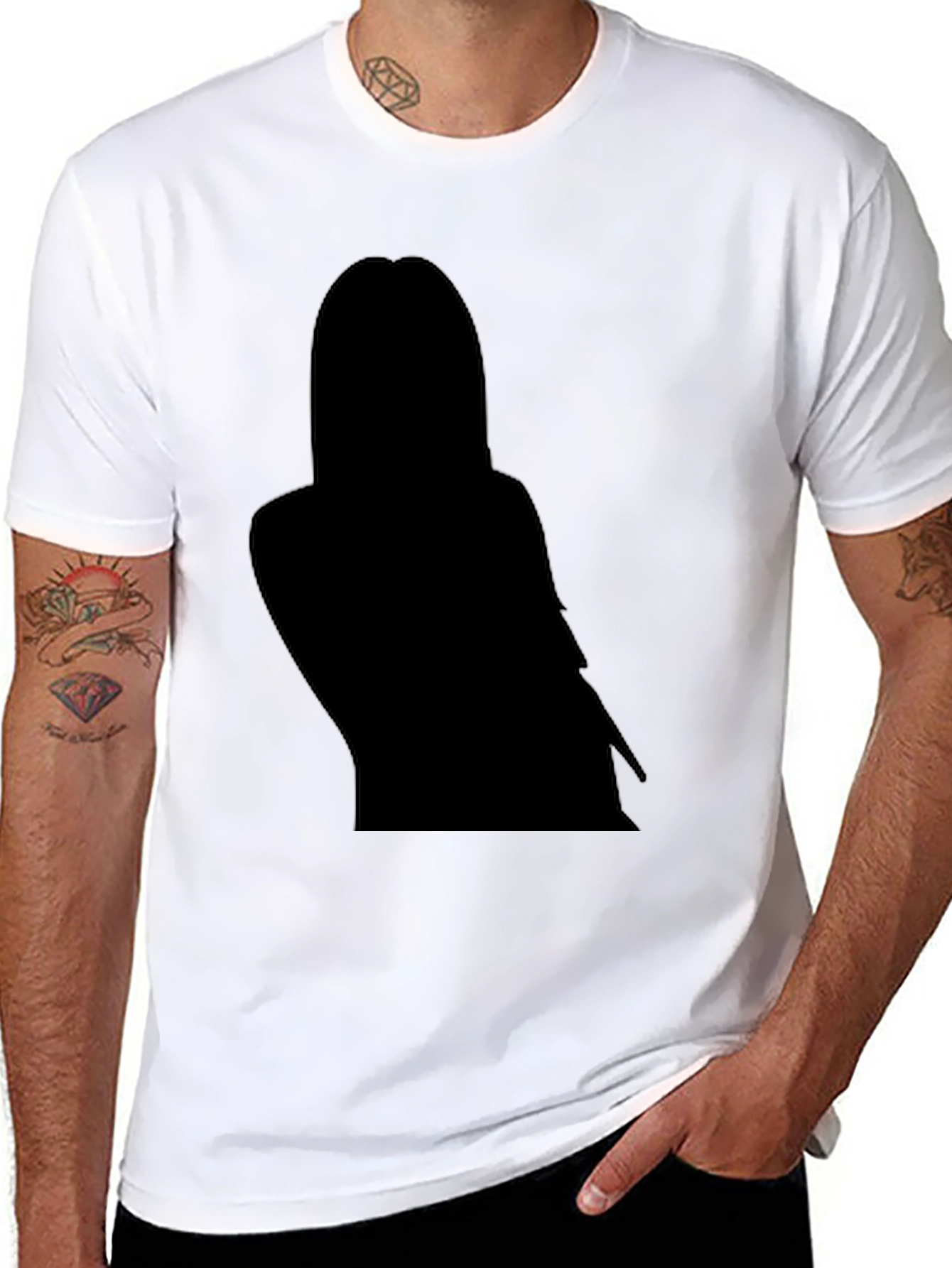 Black Black T-Shirt with Silhouette Graphic view 8