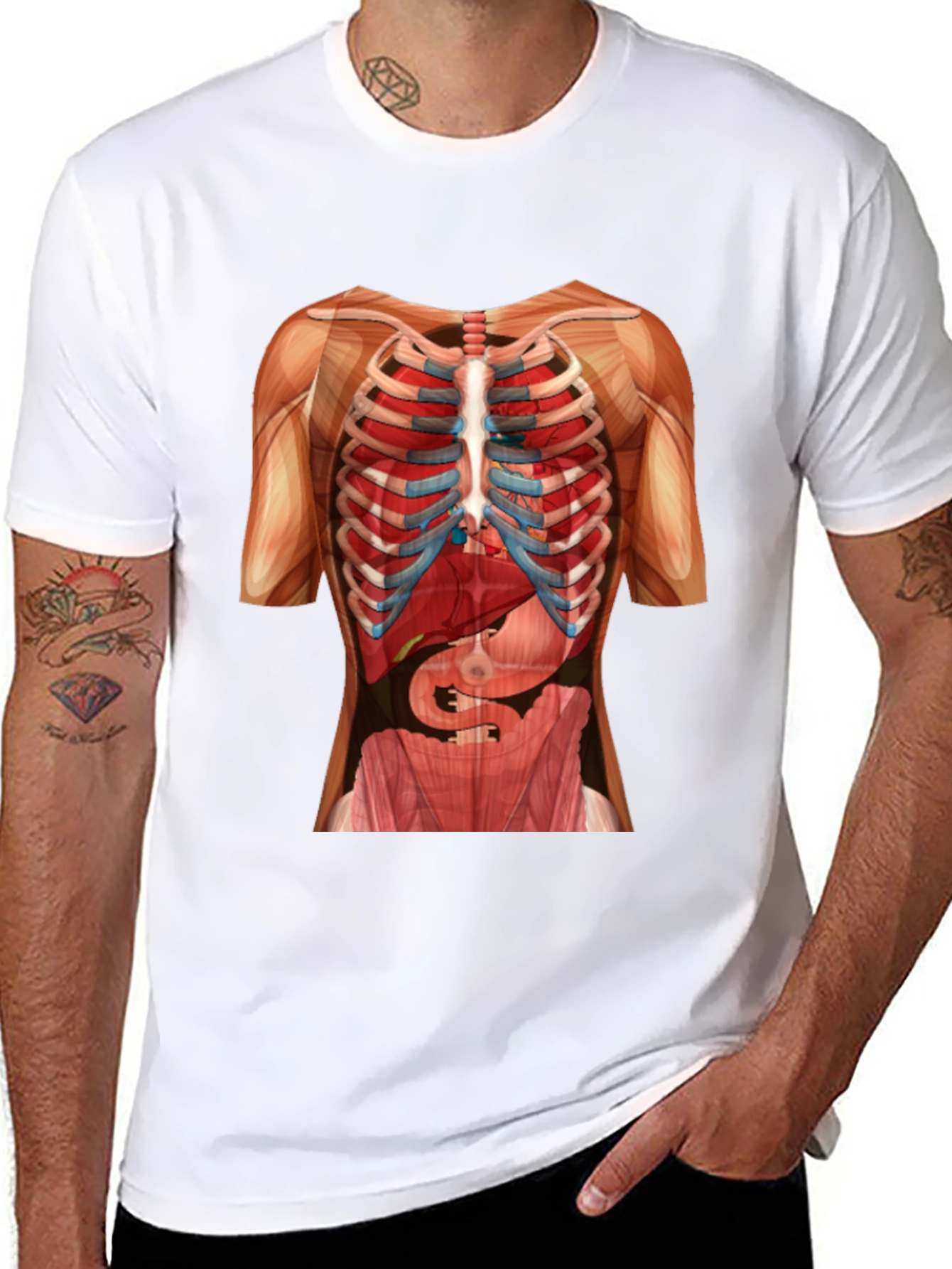 Black Anatomy Skeleton Rib Cage T-Shirt view 8