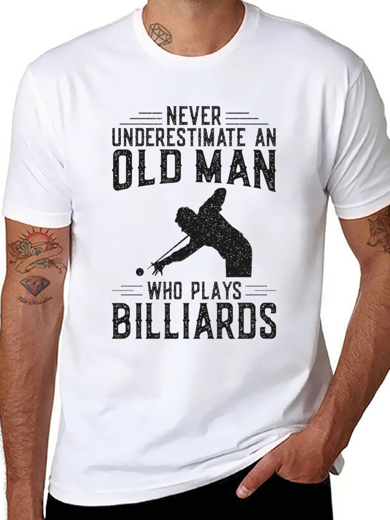 Never Underestimate Old Man Billiards T-Shirt - 8