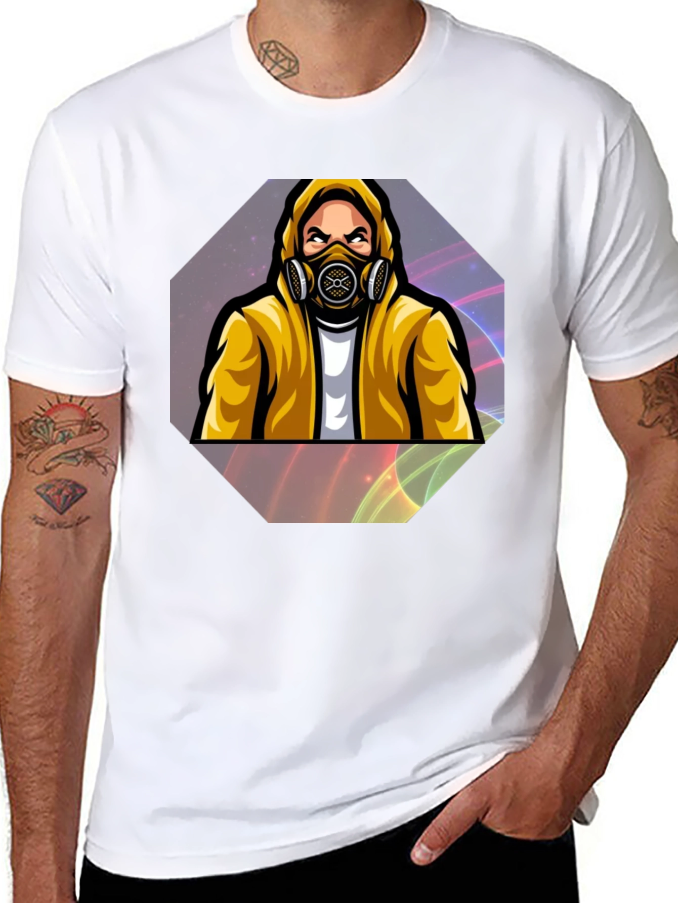 Black Gas Mask Graphic Tee - Black Cotton Blend view 8