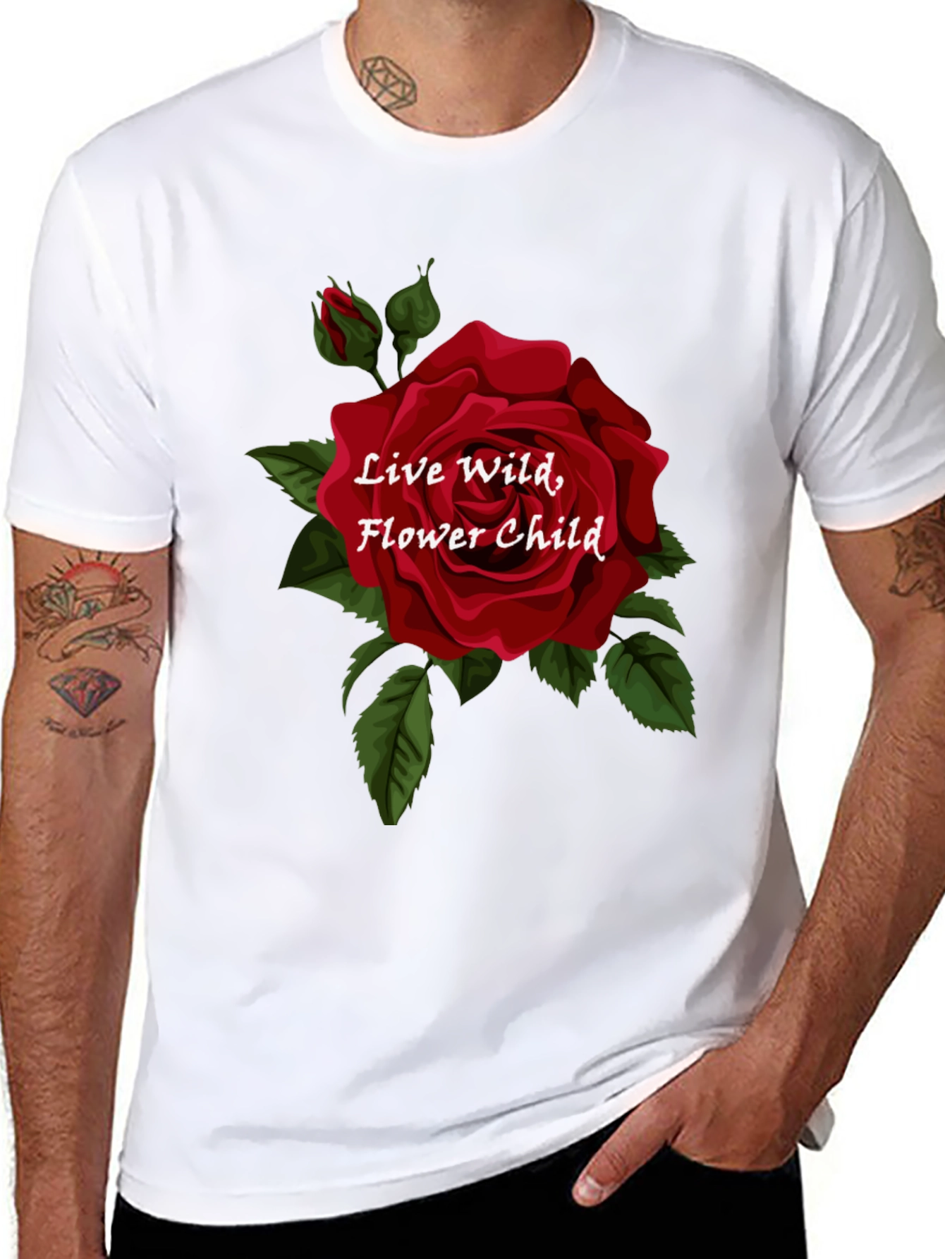 Black Live Wild Flower Child Graphic Tee - Black view 8