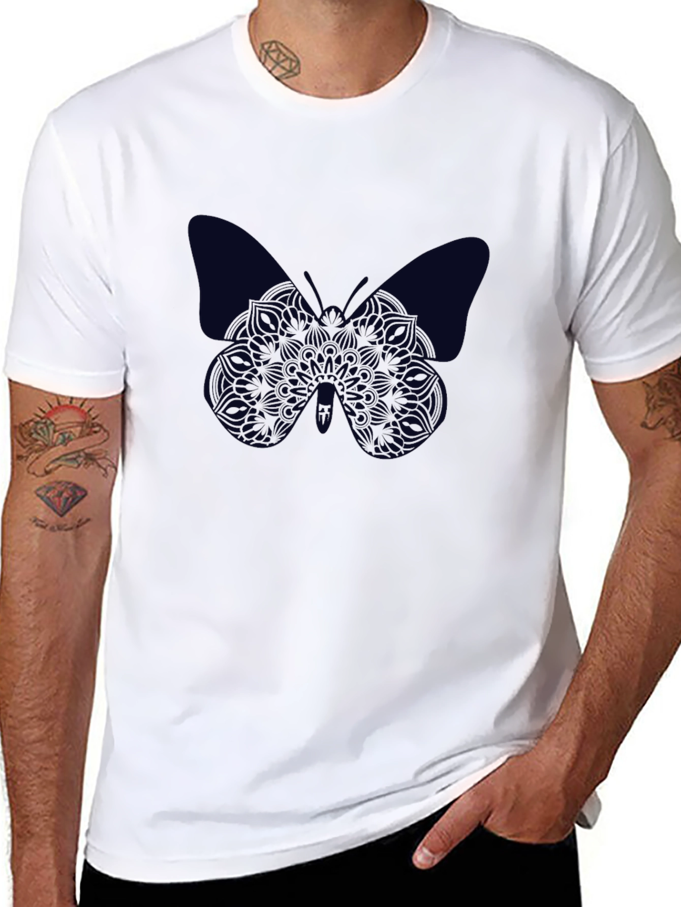 Black Butterfly Graphic Black T-Shirt view 8